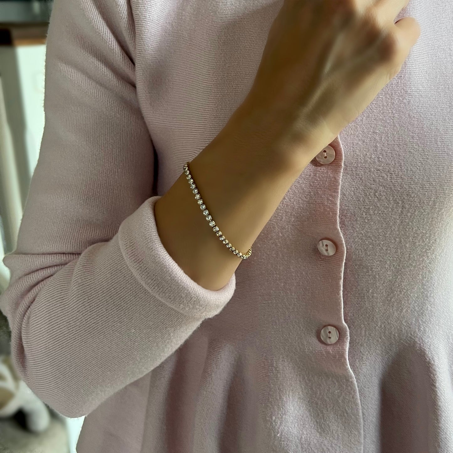 gold tennis bracelet, 18k gold plated waterproof jewellery, GB05