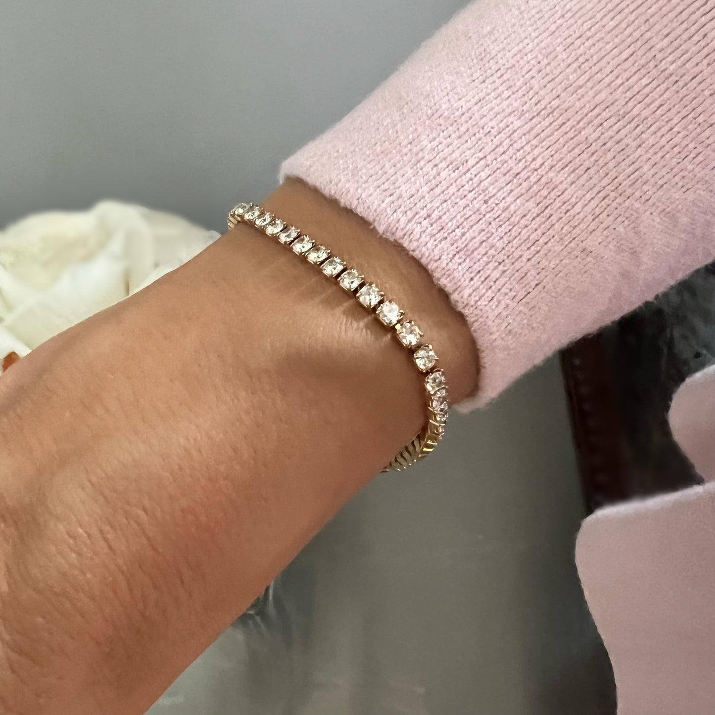 gold tennis bracelet, 18k gold plated waterproof jewellery, GB05