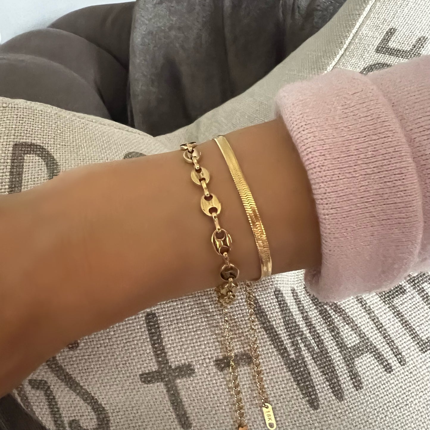 gold chain bracelet, 18k gold plated waterproof jewellery, ALEGRA GB08