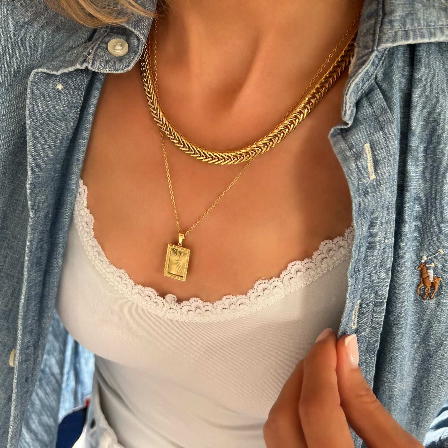 gold sun charm necklace, GN06