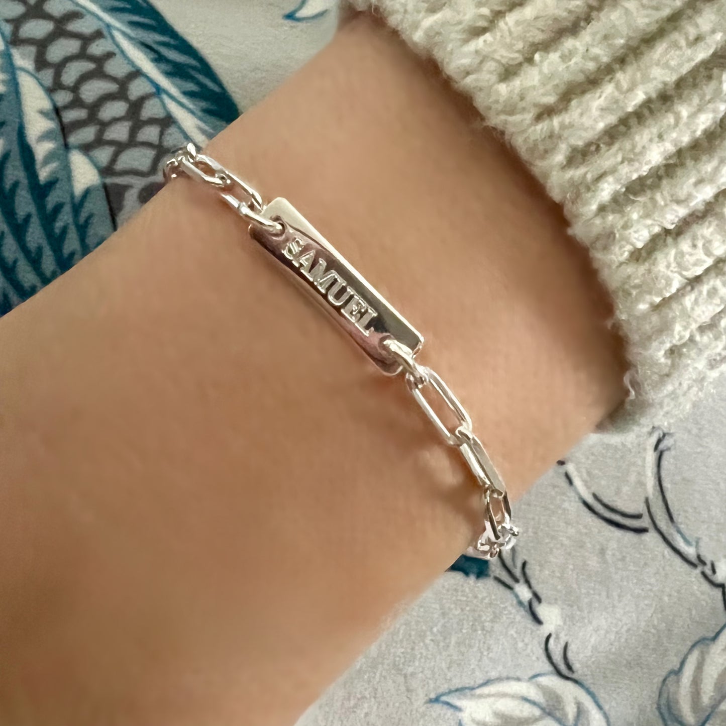 engraved name bar bracelet, SBE03