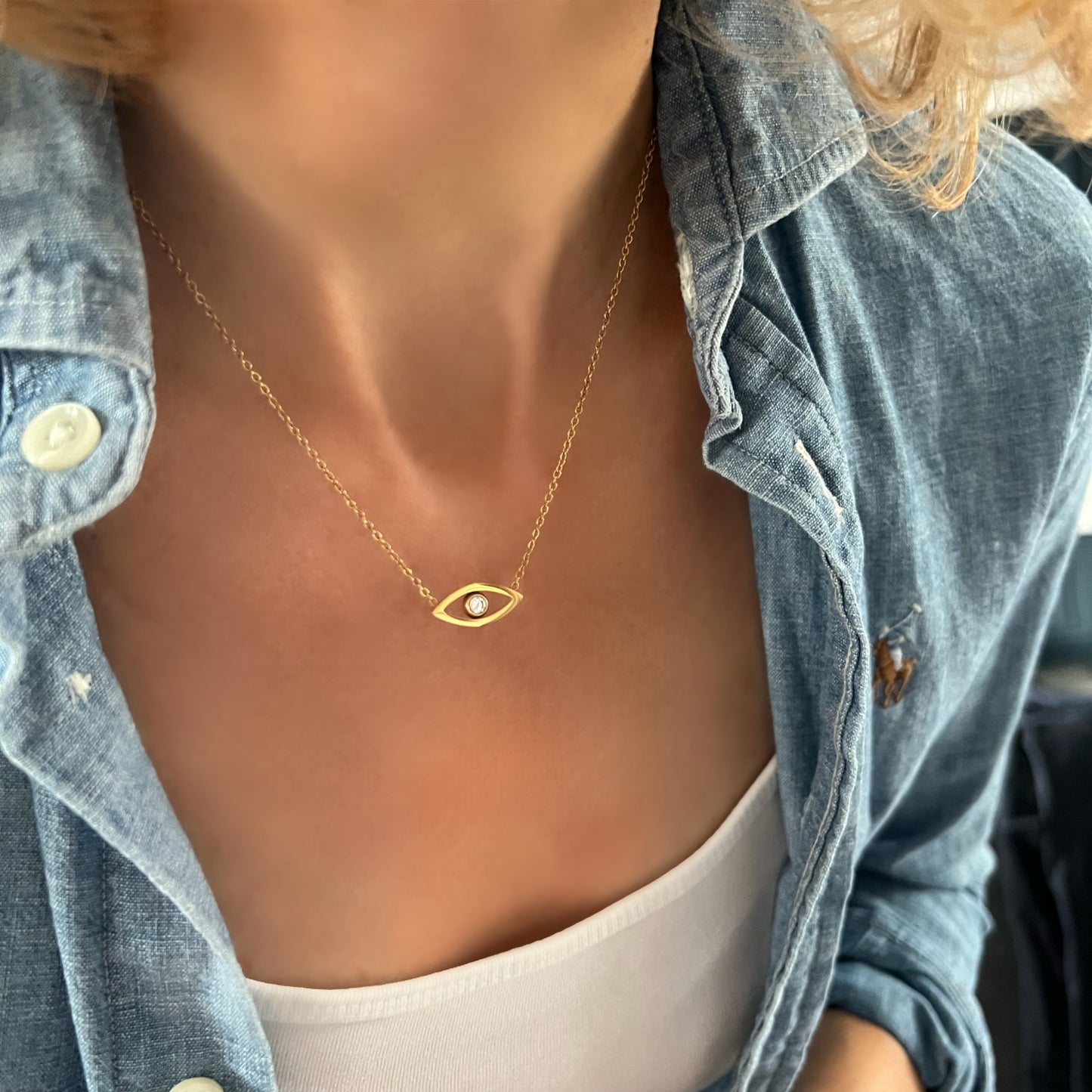 gold evil eye necklace, GN04