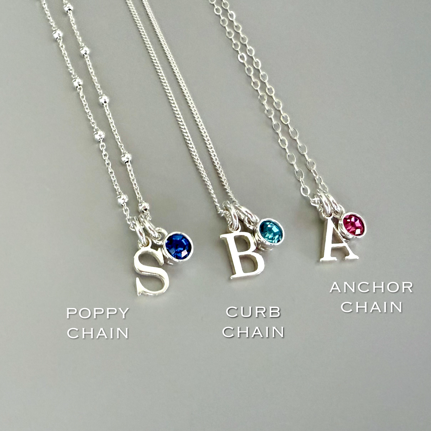 custom birthstone and initial necklace, birthday gift, SN31