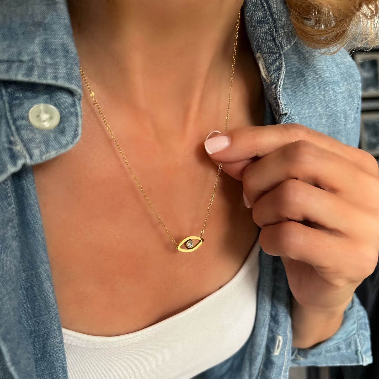 gold evil eye necklace, GN04