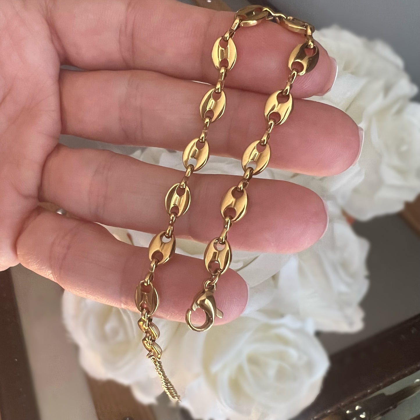 gold chain bracelet, 18k gold plated waterproof jewellery, ALEGRA GB08