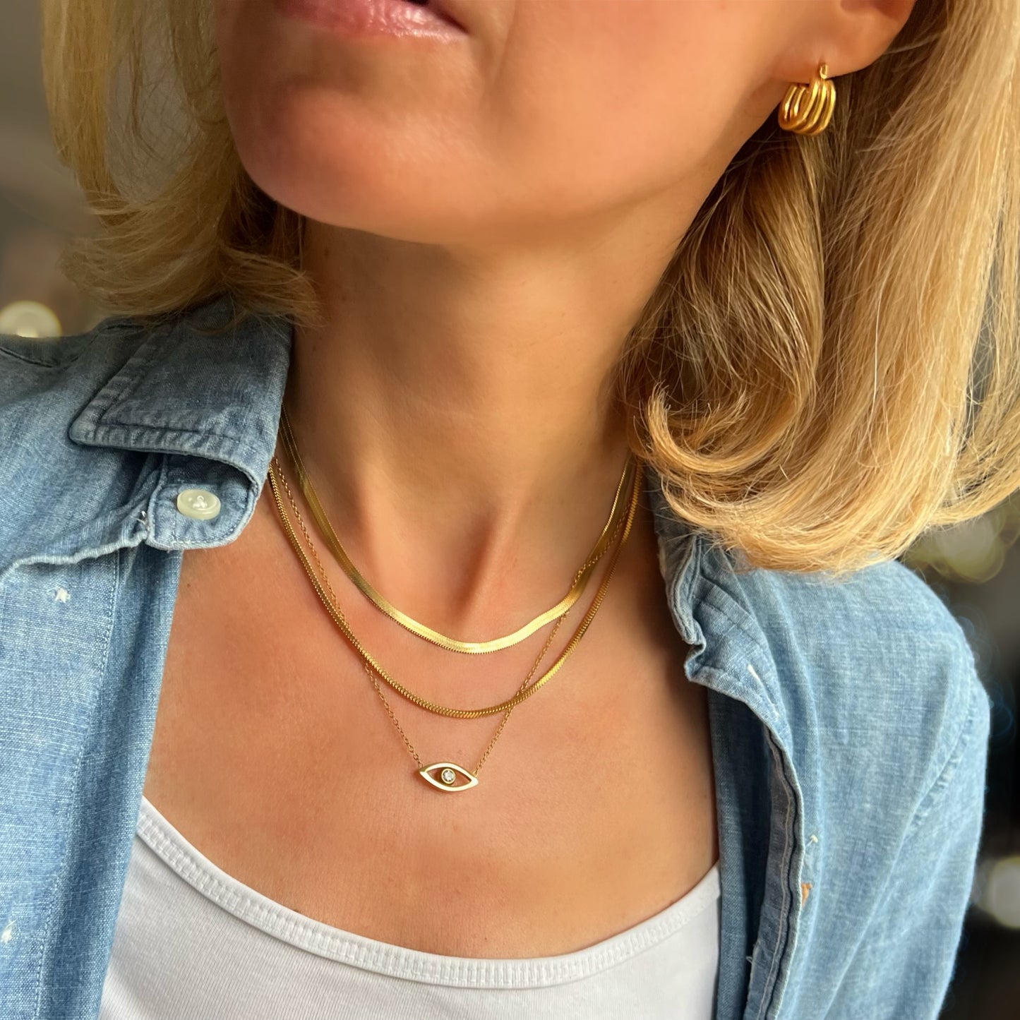 dainty gold snake layering chain, GN10