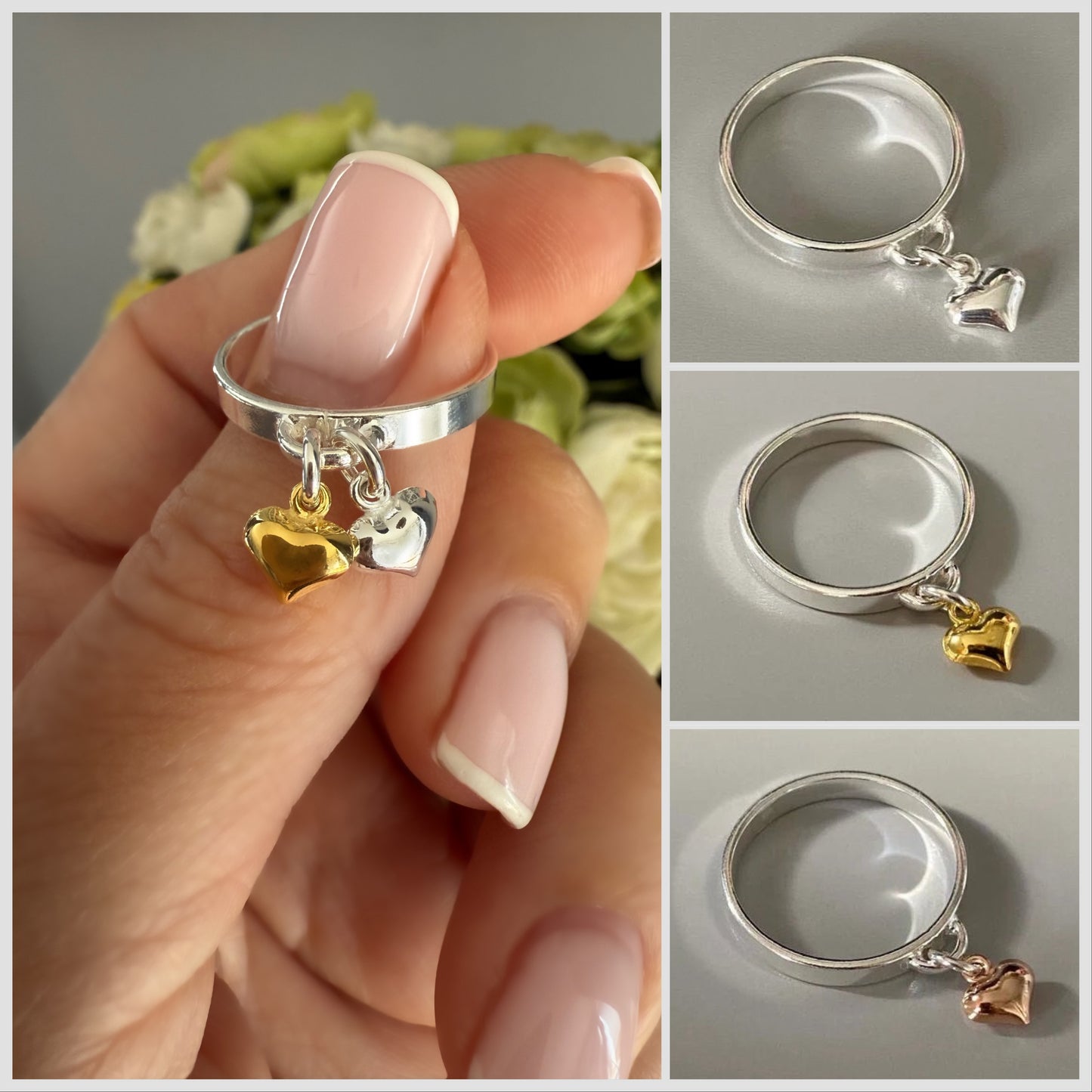 heart charm ring, EMILY heart SR7