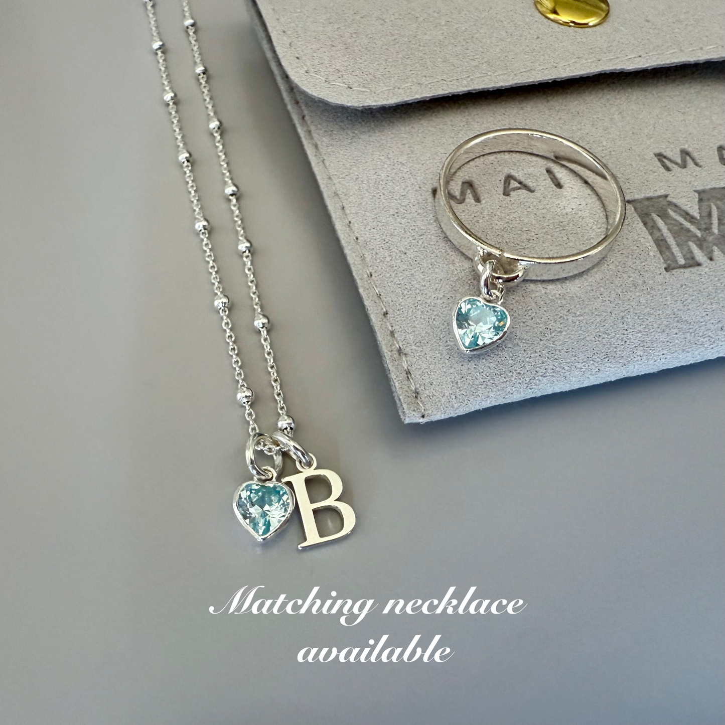 birthstone heart charm ring, SRM03