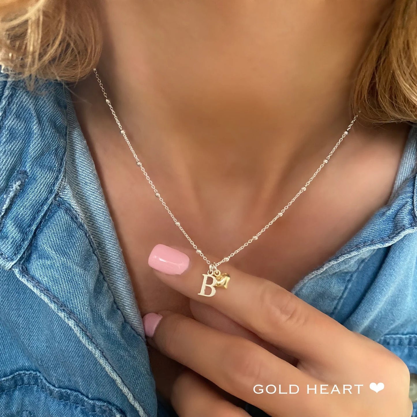 dainty initial necklace with heart charm, custom letter necklace, monogram necklace for birthday gift, INITIAL HEART-SN32