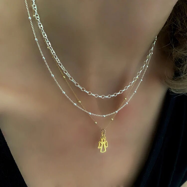satellite sterling silver layering chain, SNM03