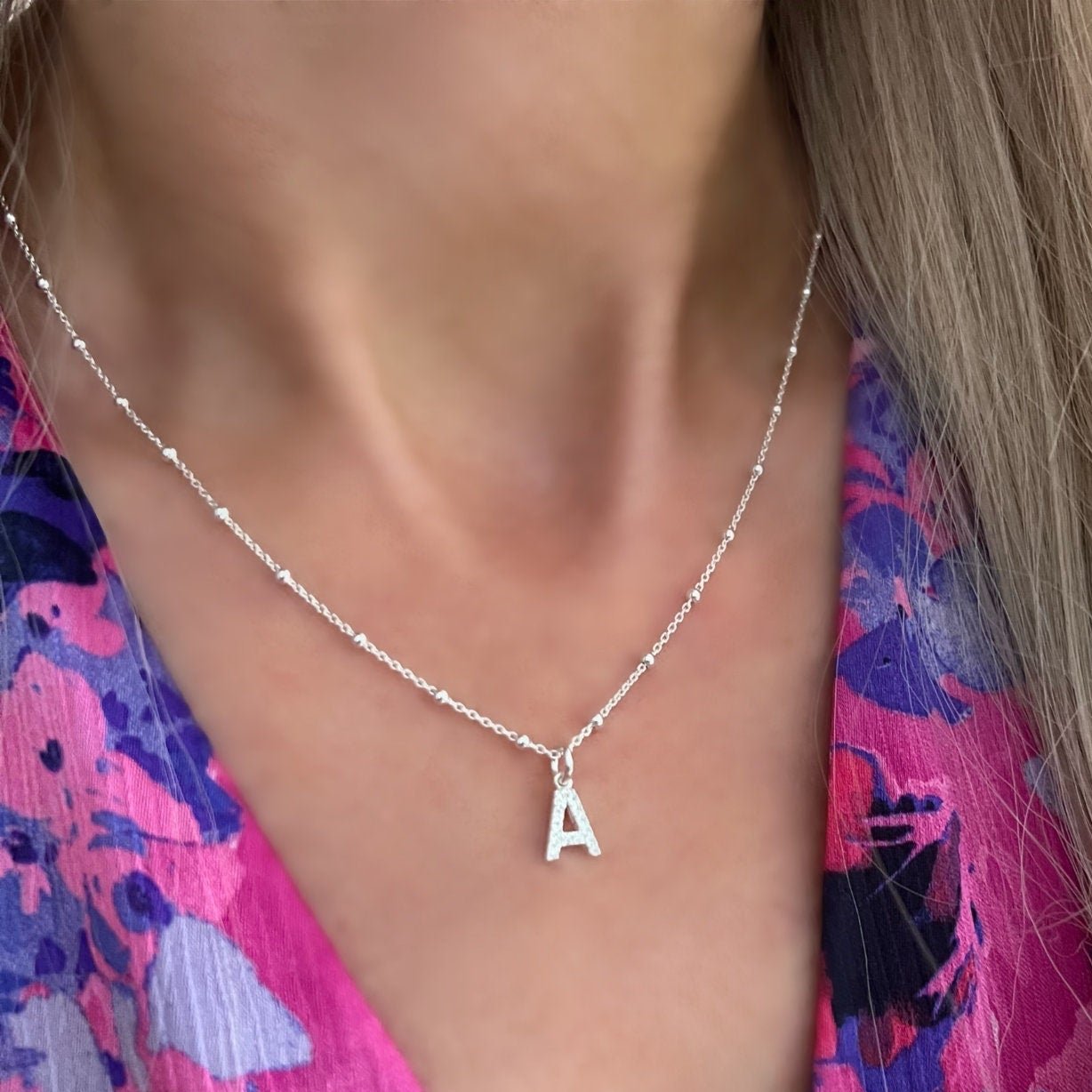 crystal initial necklace, SN10