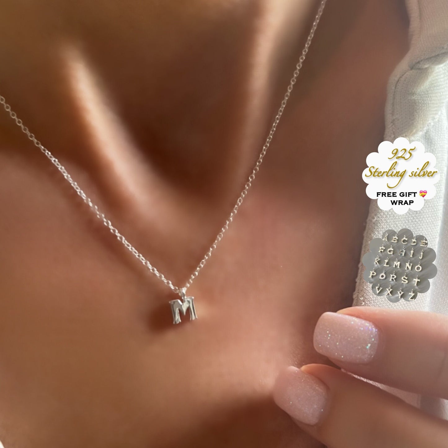 dainty initial necklace for her, monogram pendant necklace for birthday gift, custom letter necklace, Tiny letter necklace SNM12
