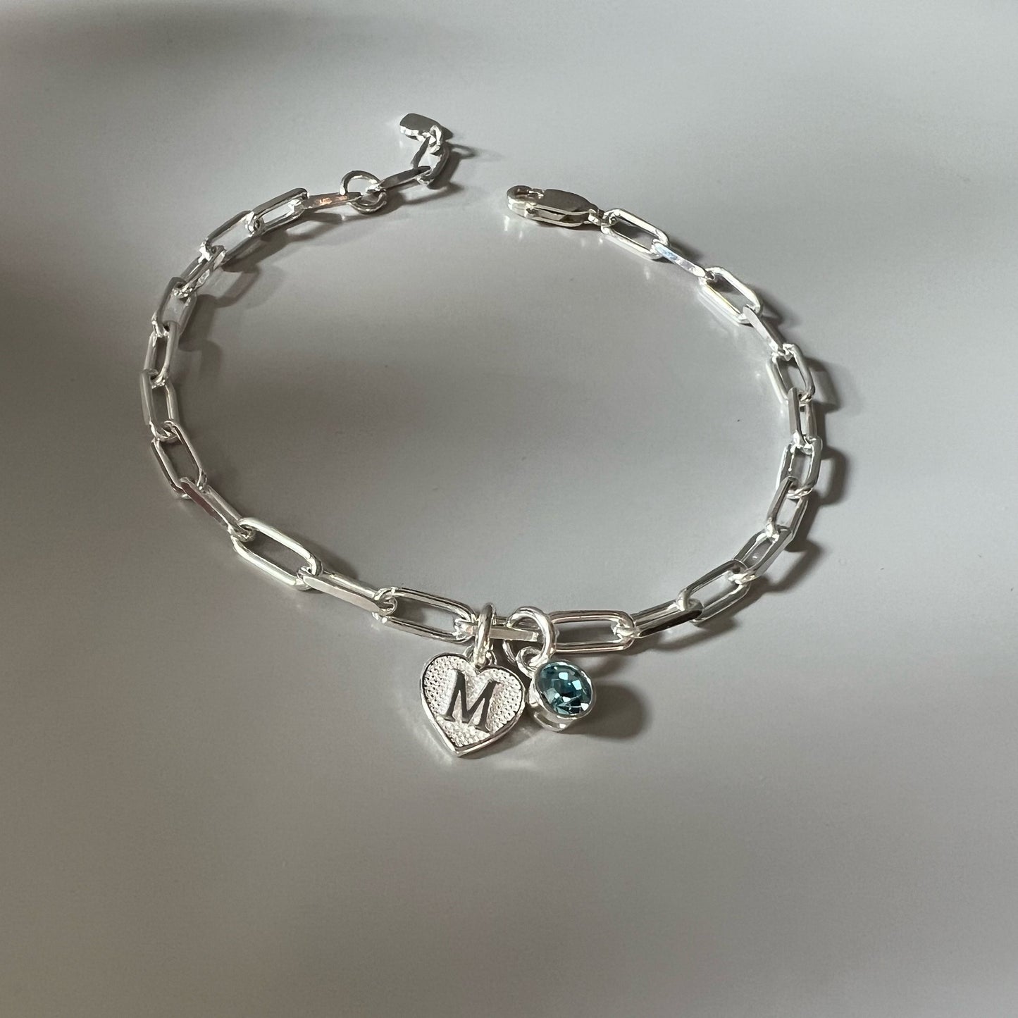 birthstone and initial sterling silver bracelet, personalised jewellery, monogram bracelet,18th birthday gift, LOTTI HIB-SBM13