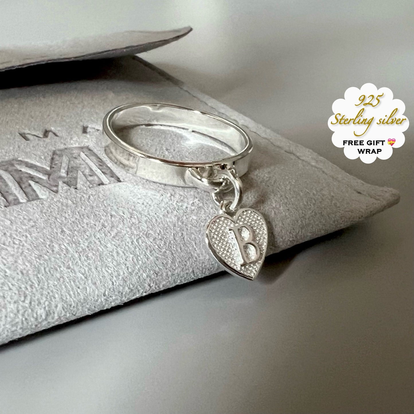 initial ring, sterling silver band, 18th birthday gift, dangle ring, minimalist jewellery, monogram charm ring, custom jewellery, SRM11