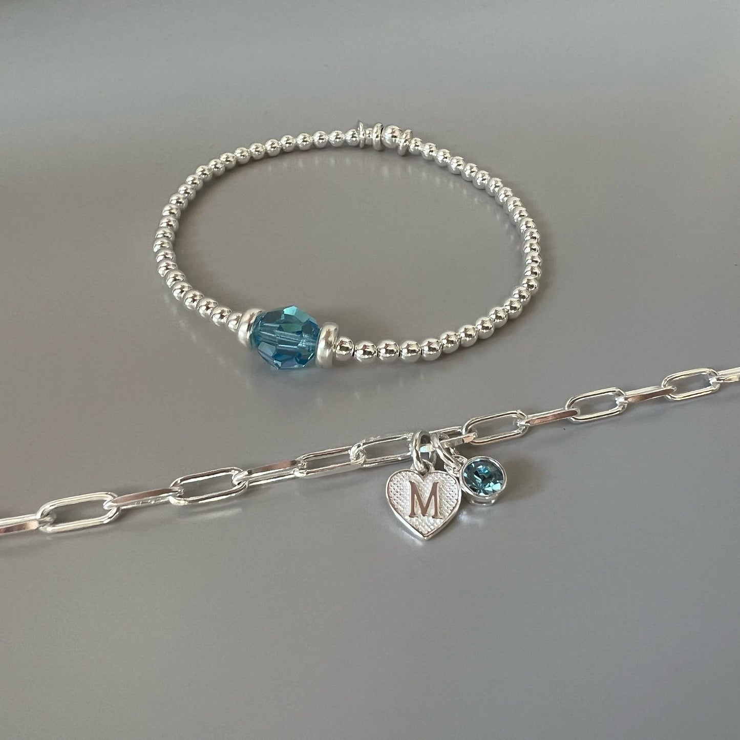birthstone and initial sterling silver bracelet, personalised jewellery, monogram bracelet,18th birthday gift, LOTTI HIB-SBM13