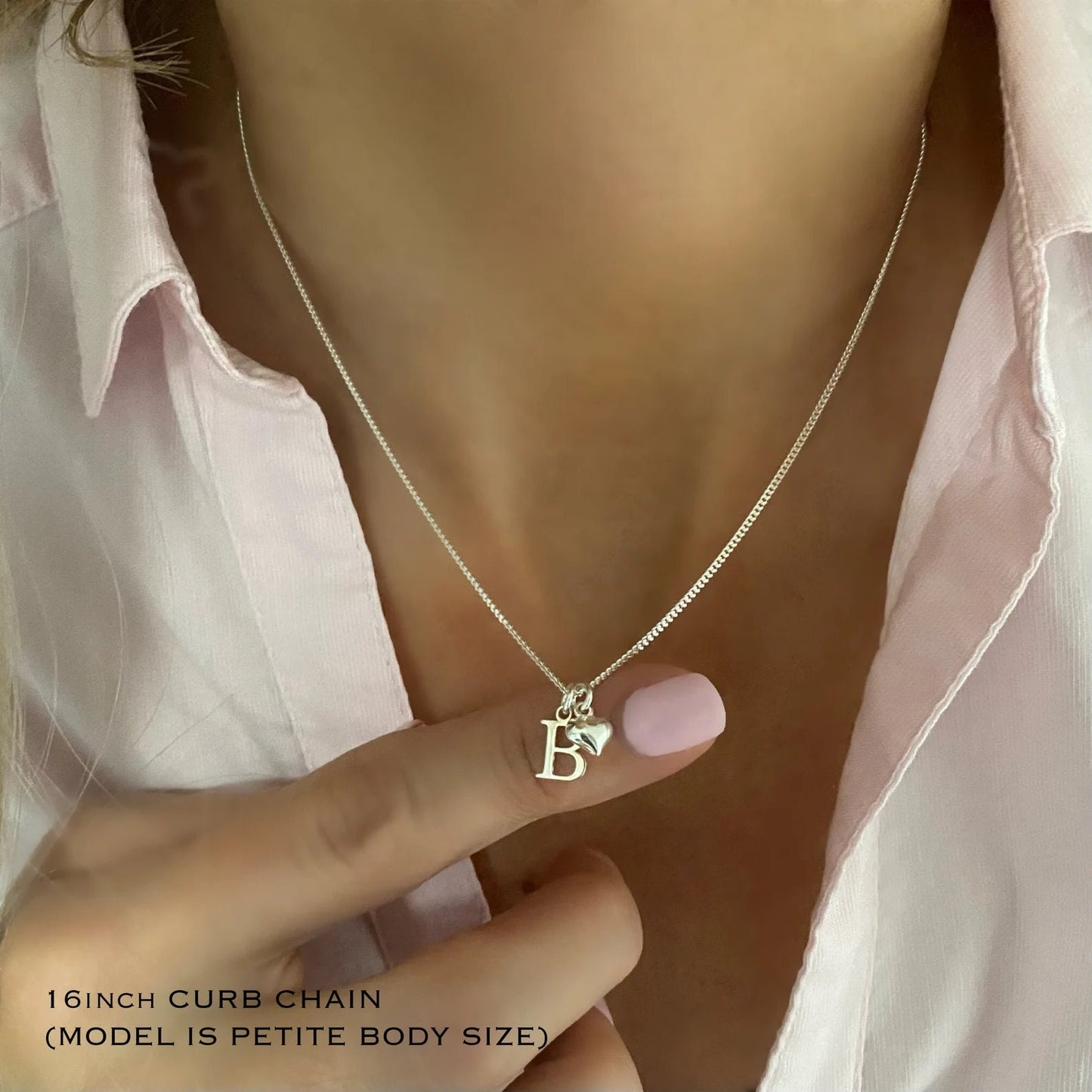 dainty initial necklace with heart charm, custom letter necklace, monogram necklace for birthday gift, INITIAL HEART-SN32