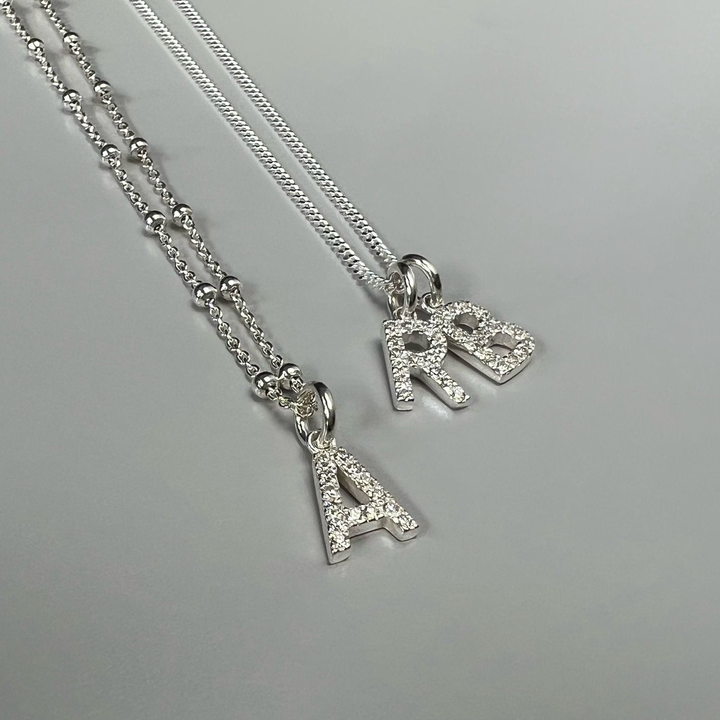 dainty initial necklace, 18th birthday gift, minimalist letter charm, personalised gifts, sterling silver jewellery, CRYSTAL initial-SN10