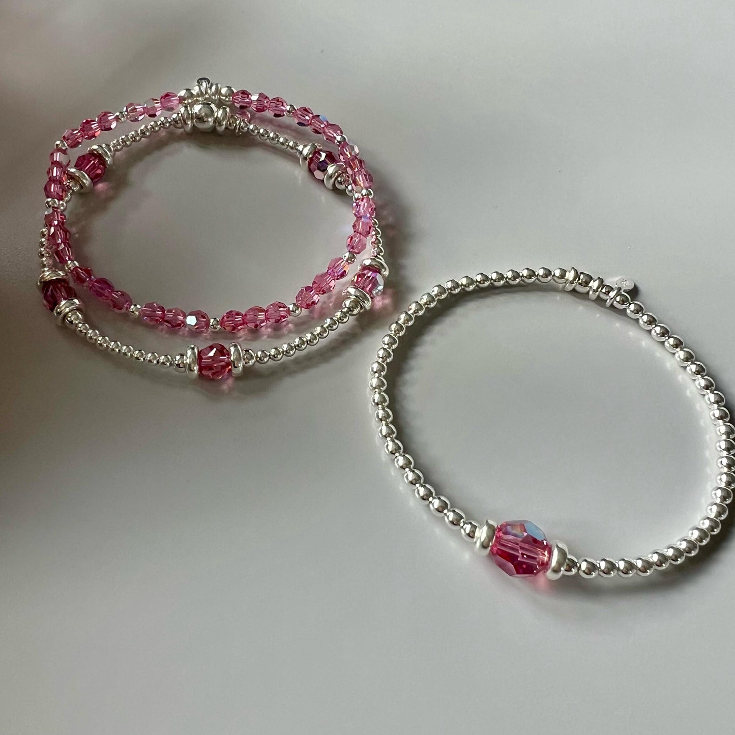 birthstone bracelet stack, sterling silver, handmade, bead bracelet, gift for her, personalised, stackable bracelet, stretchy, gift for wife
