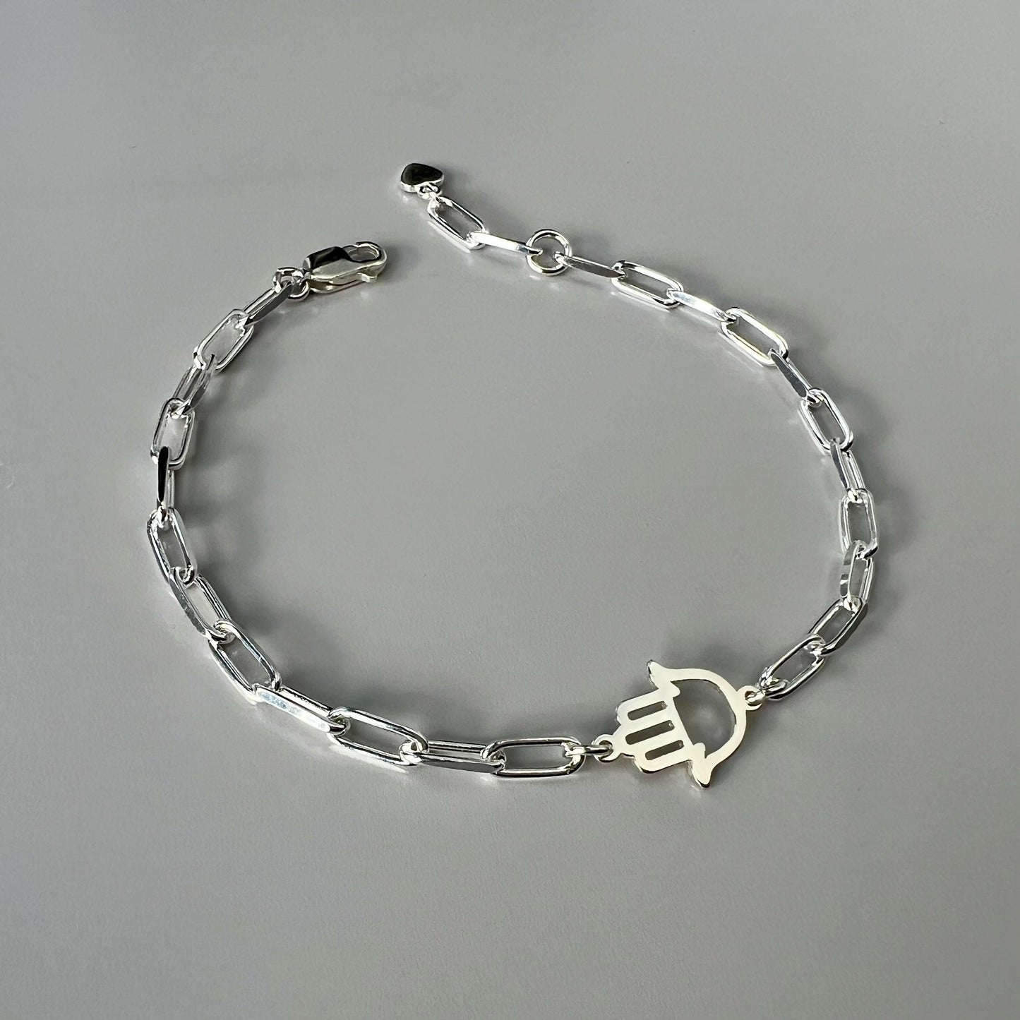 hamsa hand, chain bracelet, paperclip chain, sterling silver bracelet, gifts for women, minimalist jewellery, fatima hand, Fatima LOTTI