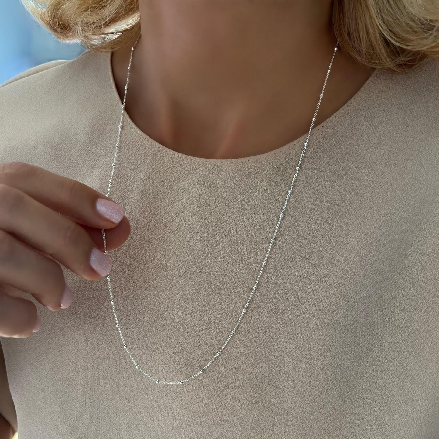 satellite sterling silver layering chain, SNM03