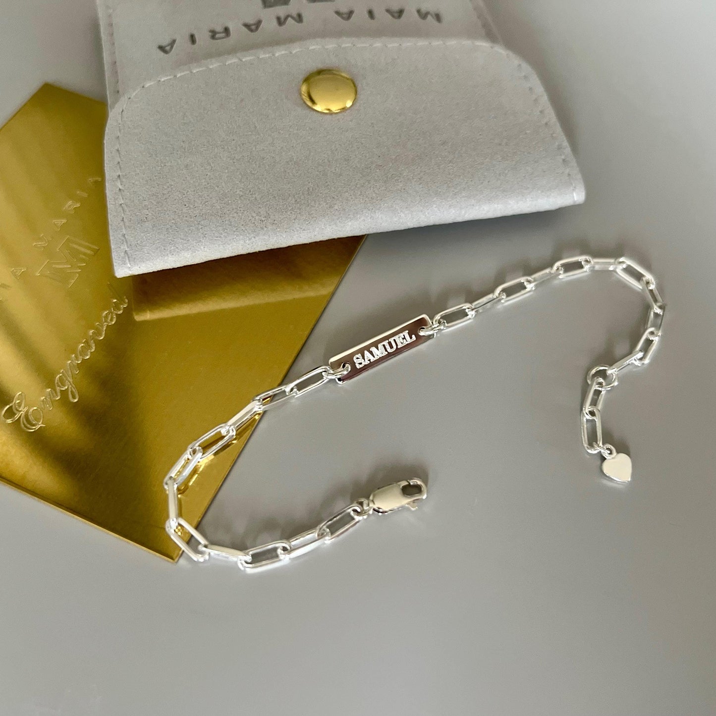 engraved name bar bracelet, nameplate sterling silver, paperclip chain, personalised, minimalist, 18th birthday gift, gift for women, SBE03