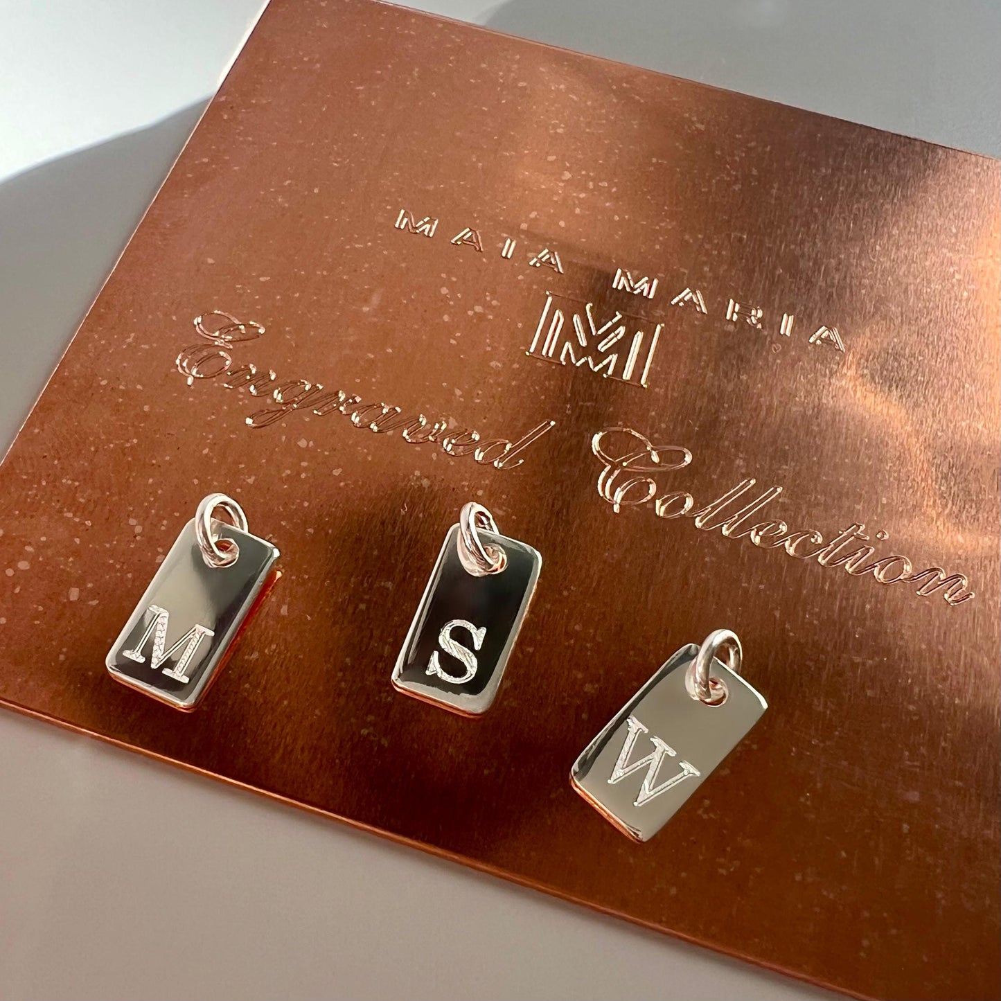 ADD ON Rectangular engraved initial charm
