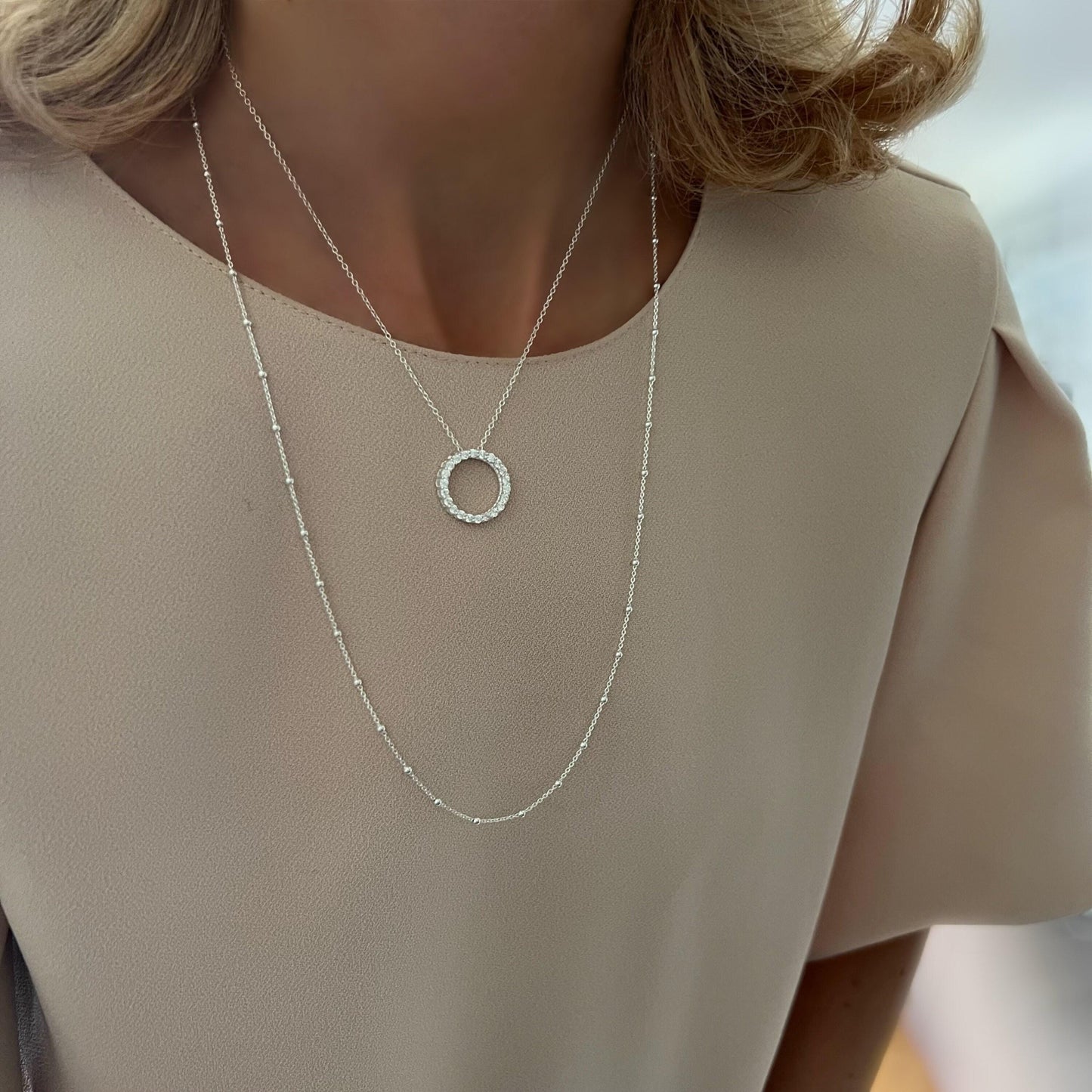 satellite sterling silver layering chain, SNM03