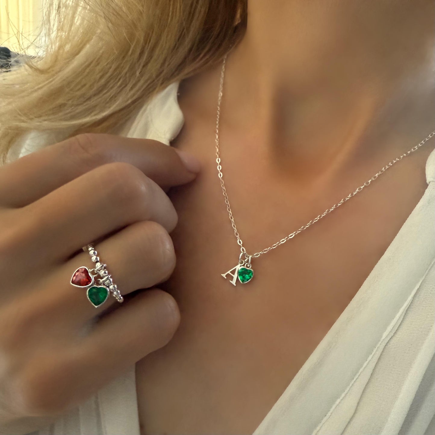 initial and birthstone personalised necklace, sterling silver, satellite chain, monogram necklace for 18th birthday, gifts for new mum