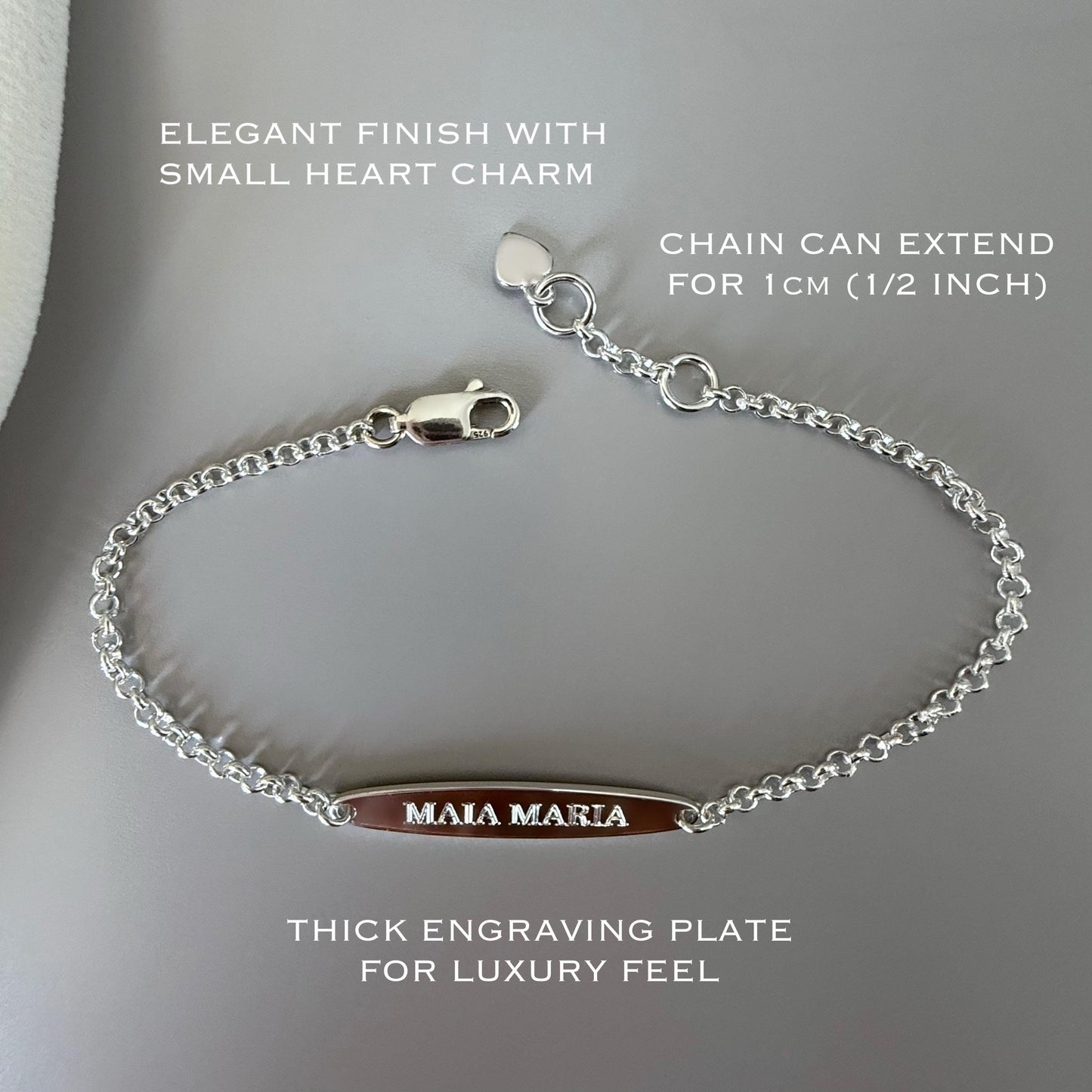 personalised name bar bracelet, engraved name plate, sterling silver, everyday jewellery, birthday gift, gift for her, dainty chain, SBE11