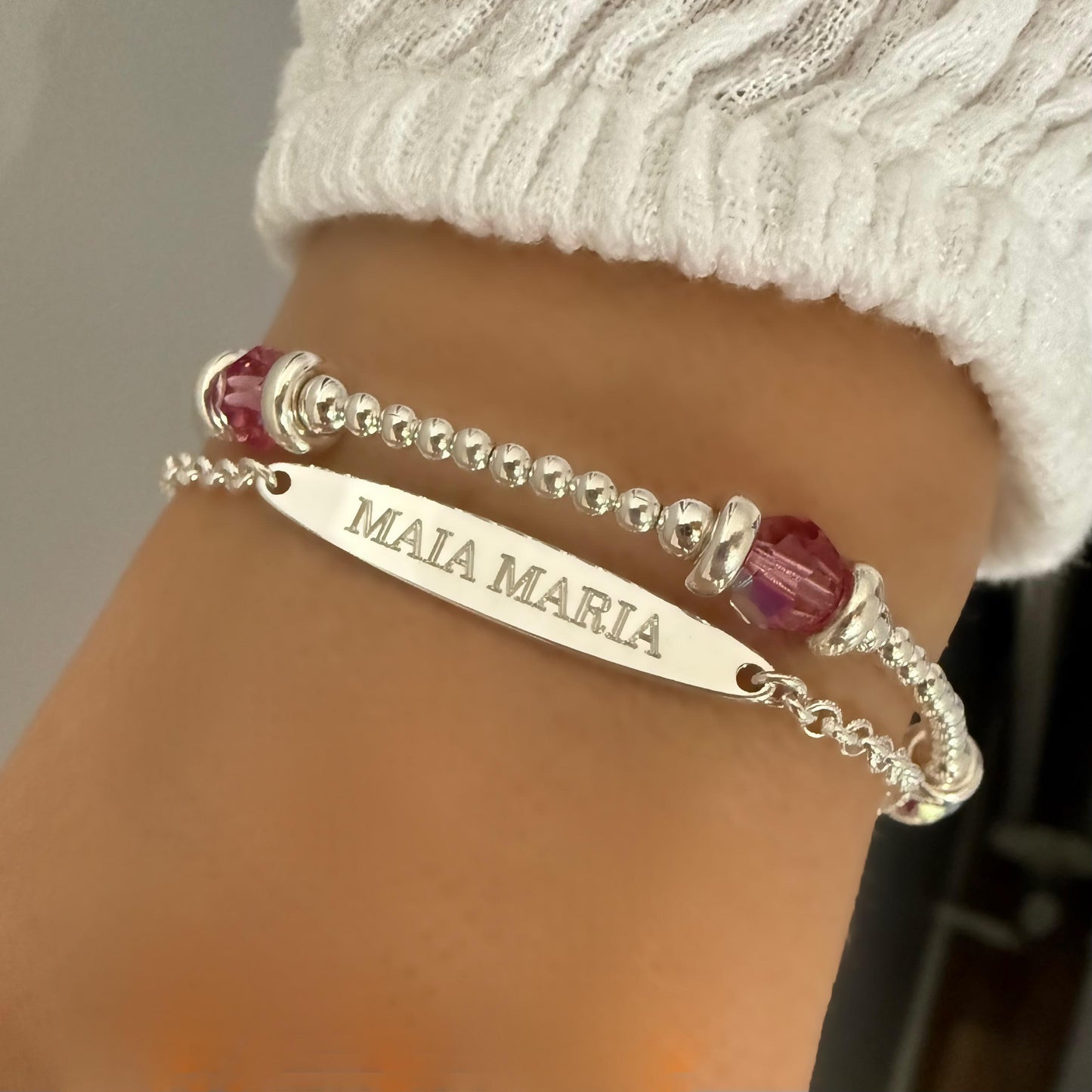 personalised name bar bracelet, engraved name plate, sterling silver, everyday jewellery, birthday gift, gift for her, dainty chain, SBE11