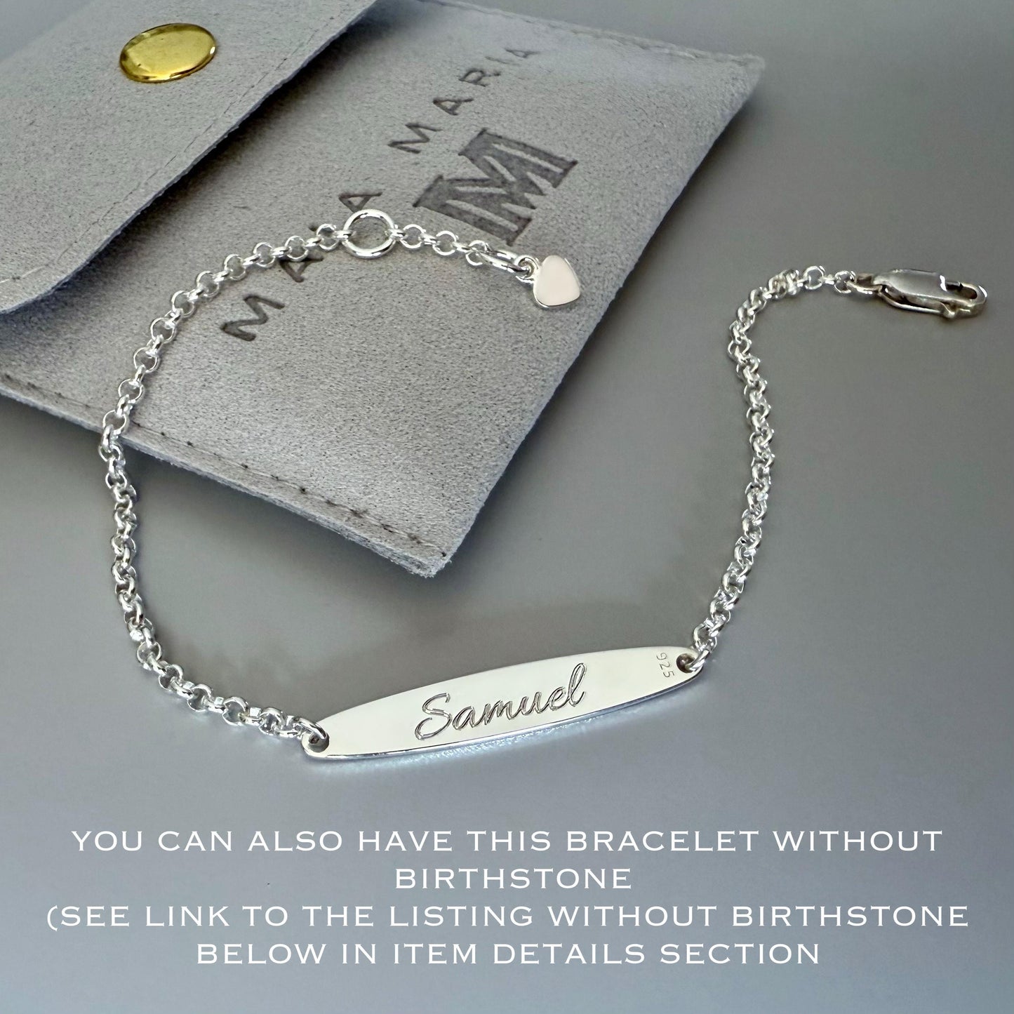 birthstone bracelet, name bar bracelet, sterling silver, engraved name plate, personalised gifts, birthday gift, gift for women, SBE12
