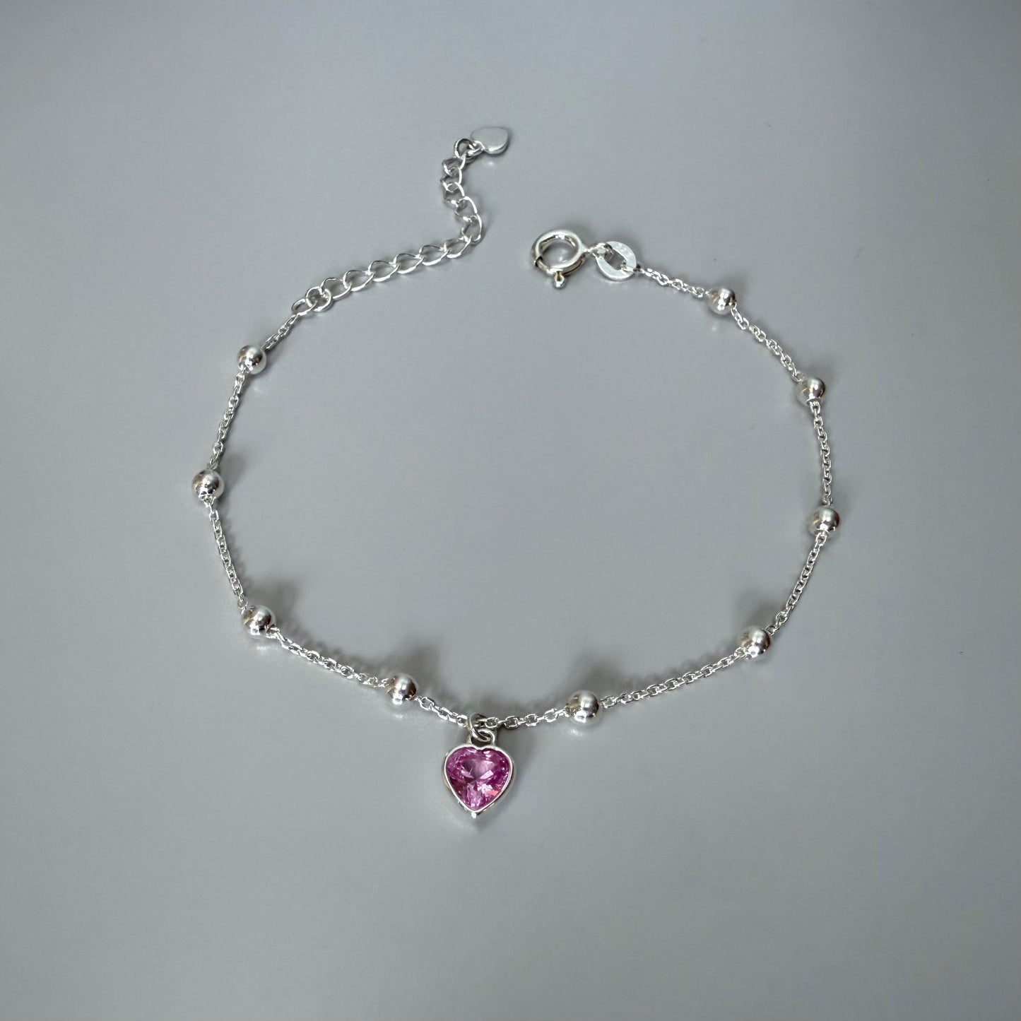 dainty birthstone heart charm bracelet, sterling silver, satellite chain, personalised gifts, everyday bracelet, gifts for her, SBM23A