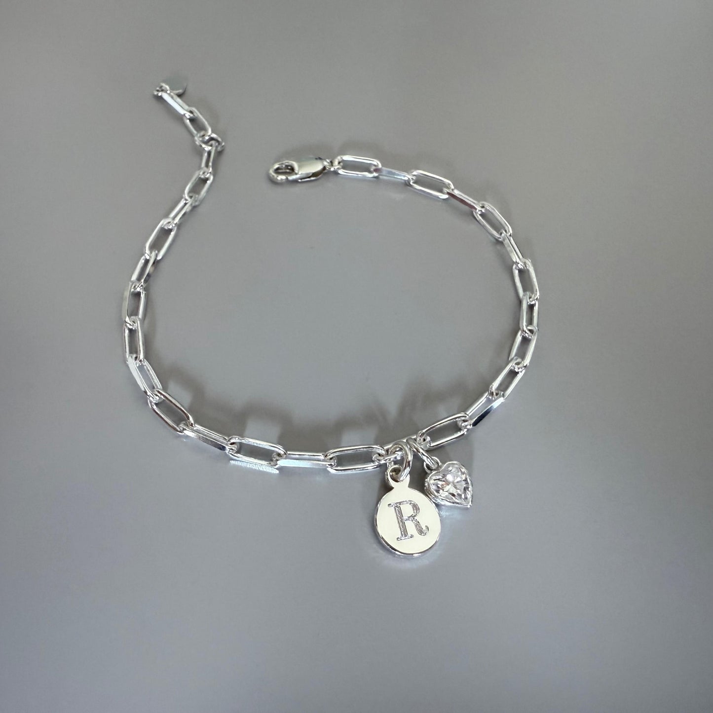 birthstone and initial sterling silver bracelet, engraved disc charm, personalised jewellery, monogram bracelet,18th birthday gift, SB2504