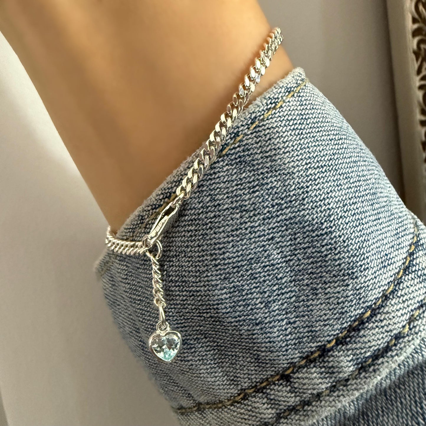 birthstone 925 silver chain bracelet,curb layering chain bracelet, bracelet for women, keepsake, personalised gifts, birthday gifts, SBE