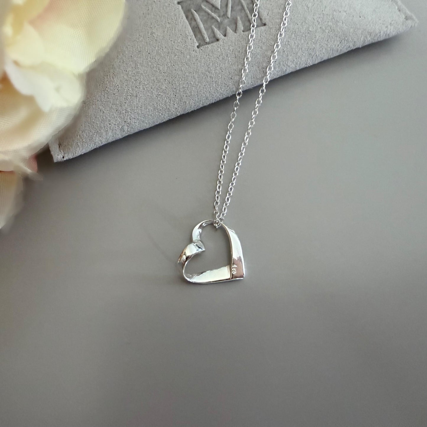 open heart sterling silver necklace, birthday gift, everyday jewellery, floating heart pendant, necklace for women, affordable gifts, SN2505
