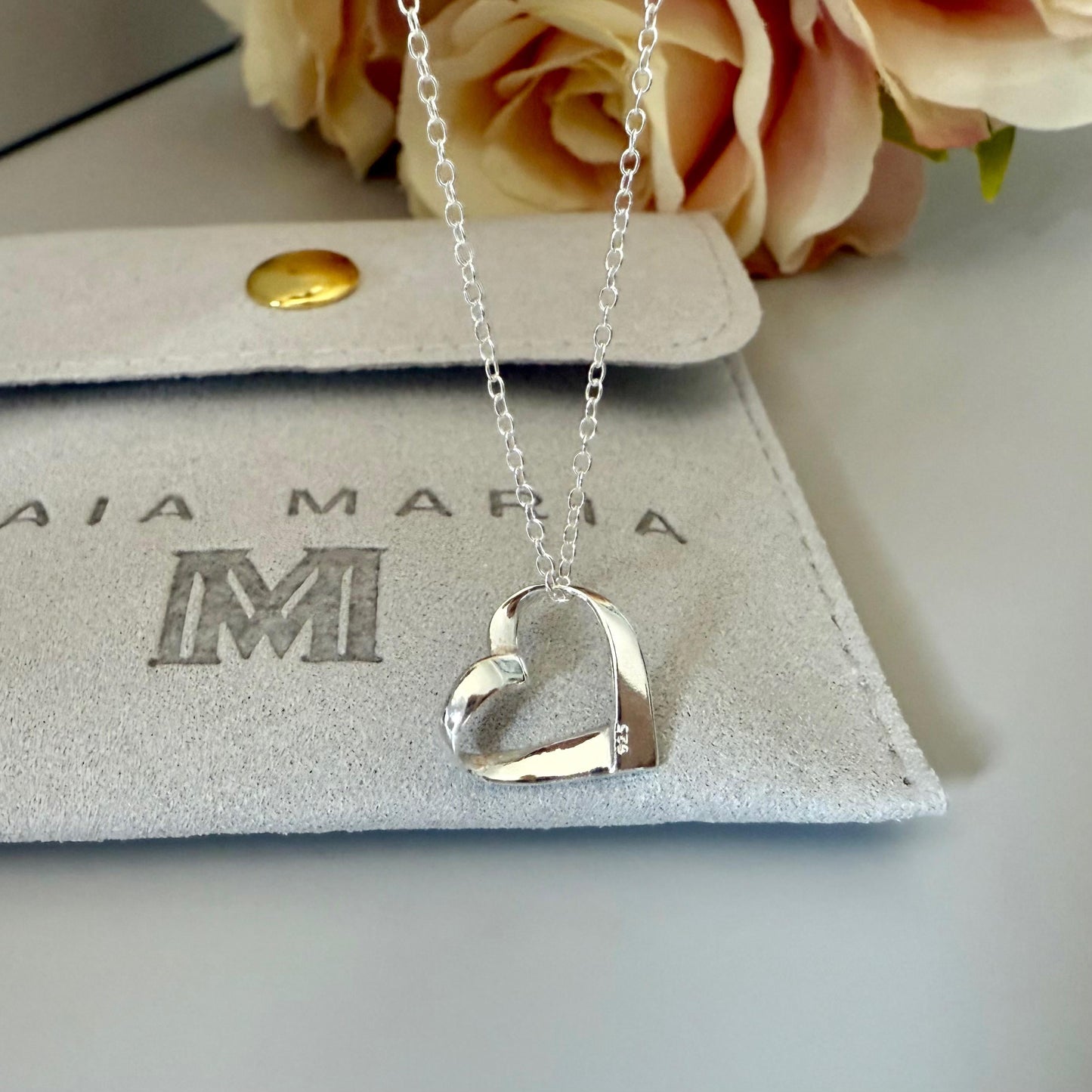 open heart sterling silver necklace, birthday gift, everyday jewellery, floating heart pendant, necklace for women, affordable gifts, SN2505