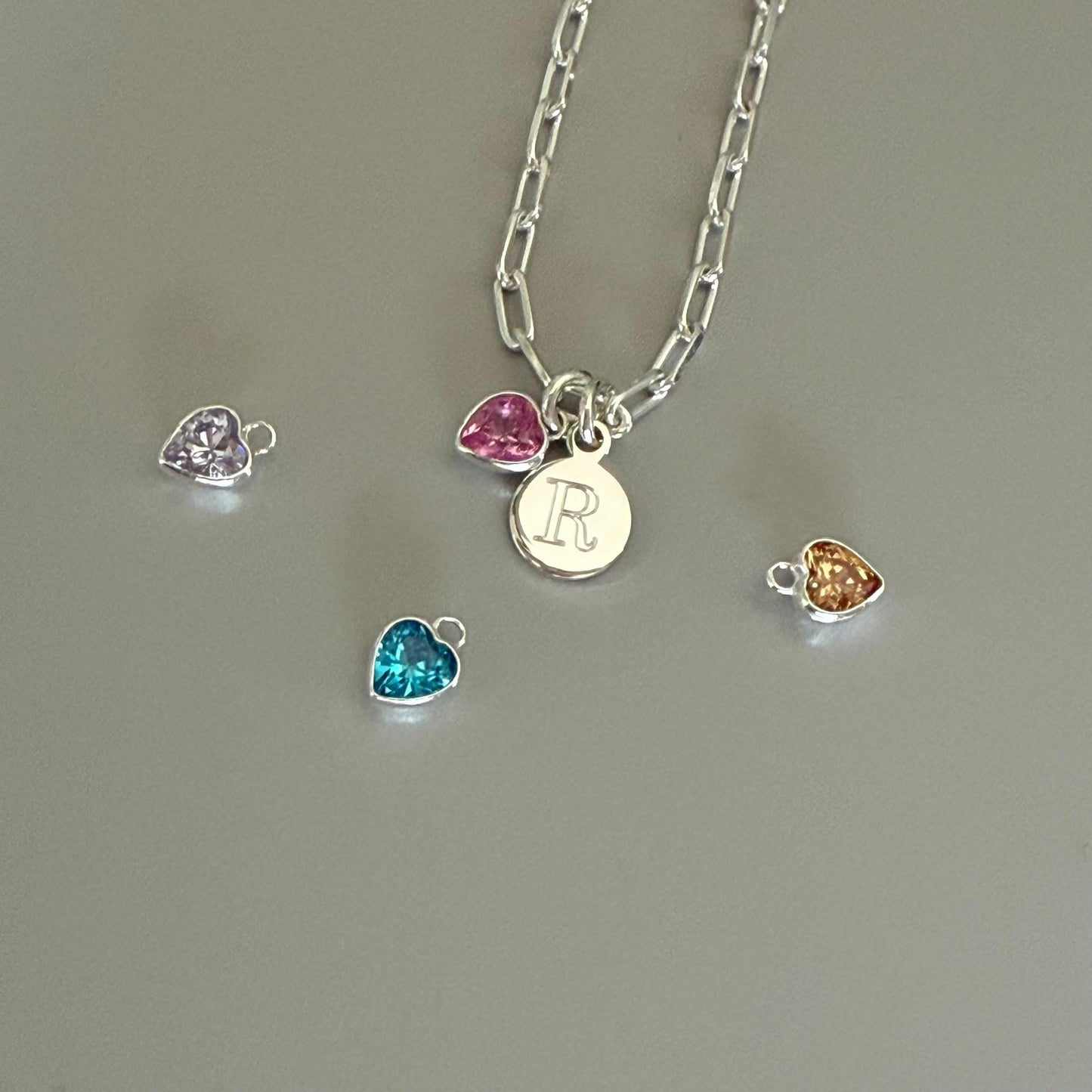 birthstone heart charm pendant for necklace, add a charm for necklace, pendant for necklace, valentines gift, birthday gift for her,