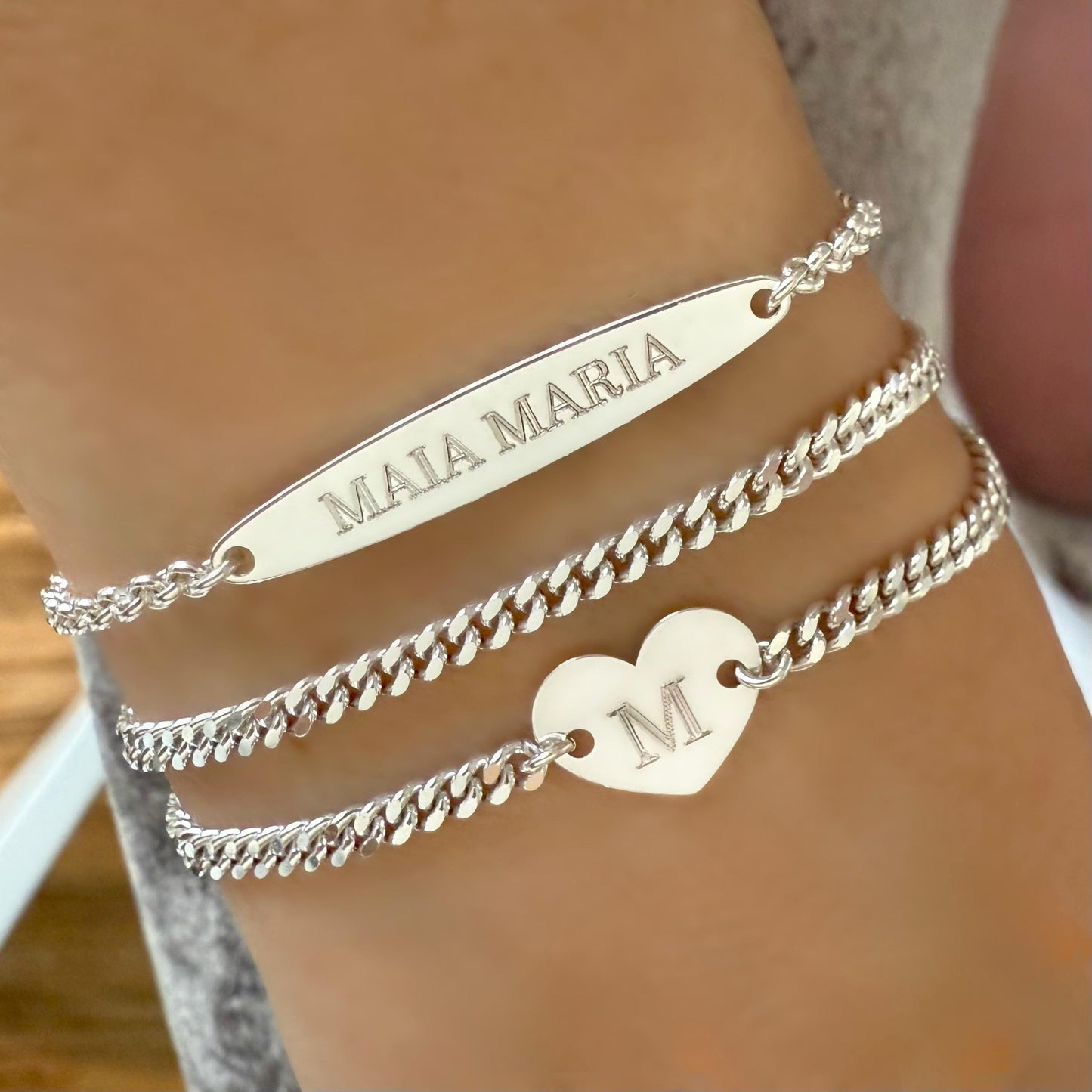 heart initial chain and link bracelet, engraved letter, bracelet for women, keepsake, 925 silver, personalised gifts, birthday gifts, SBE14