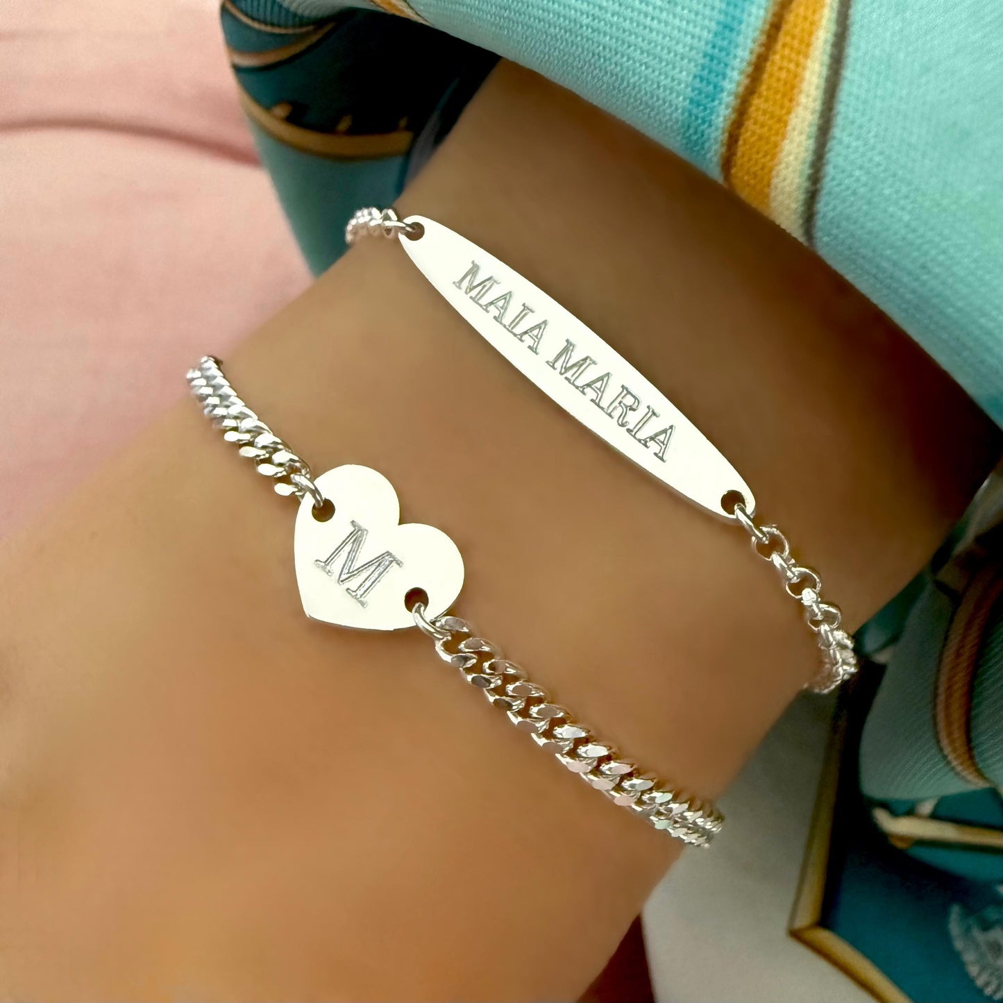 heart initial chain and link bracelet, engraved letter, bracelet for women, keepsake, 925 silver, personalised gifts, birthday gifts, SBE14