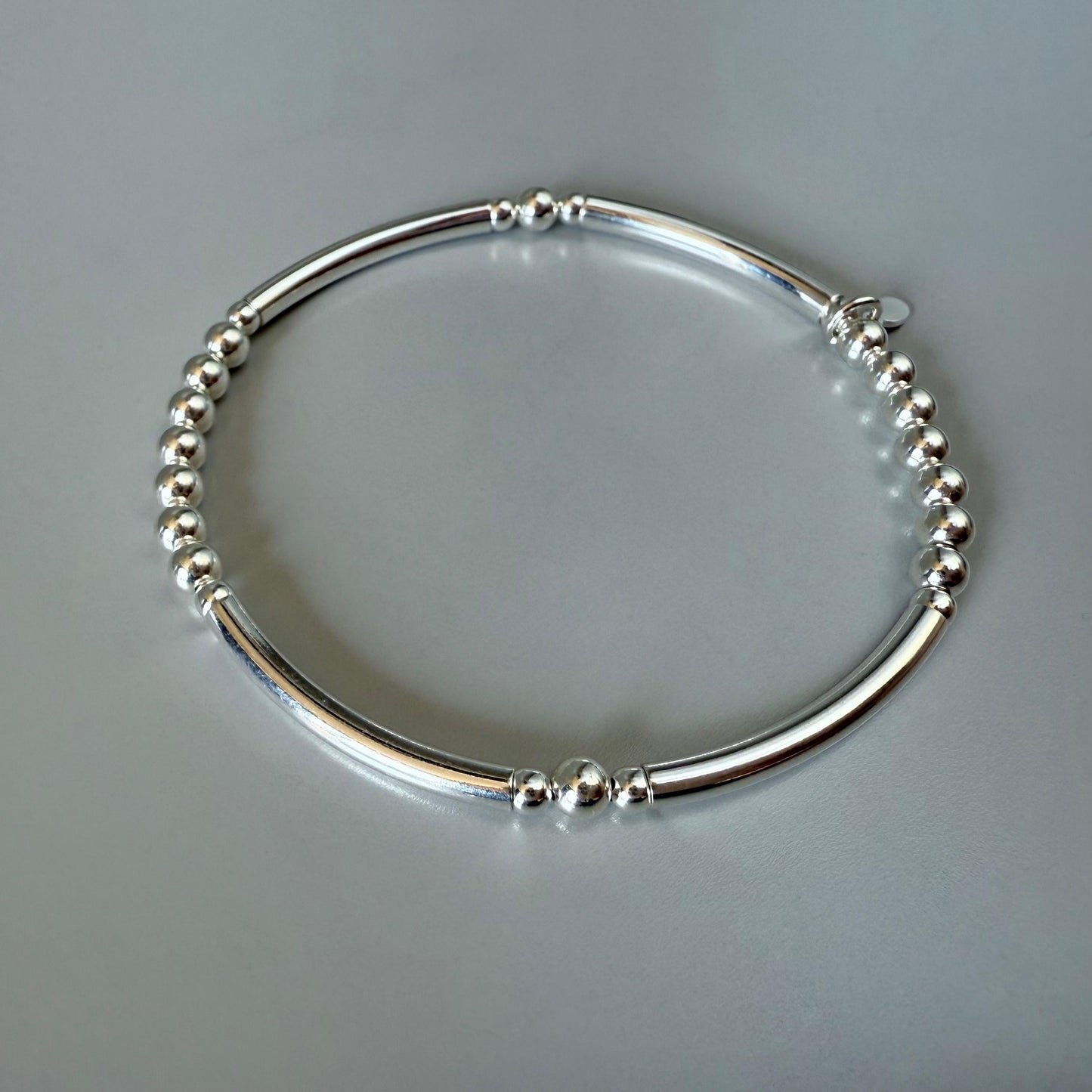 dainty beaded stacking bracelet, sterling silver, stretchy, bangle style bracelet, handmade, minimalist, bracelet for women, SBB01