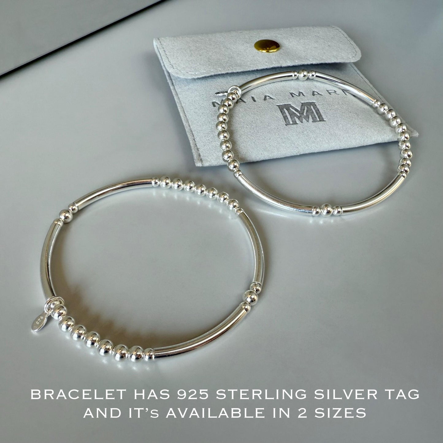 dainty beaded stacking bracelet, sterling silver, stretchy, bangle style bracelet, handmade, minimalist, bracelet for women, SBB01