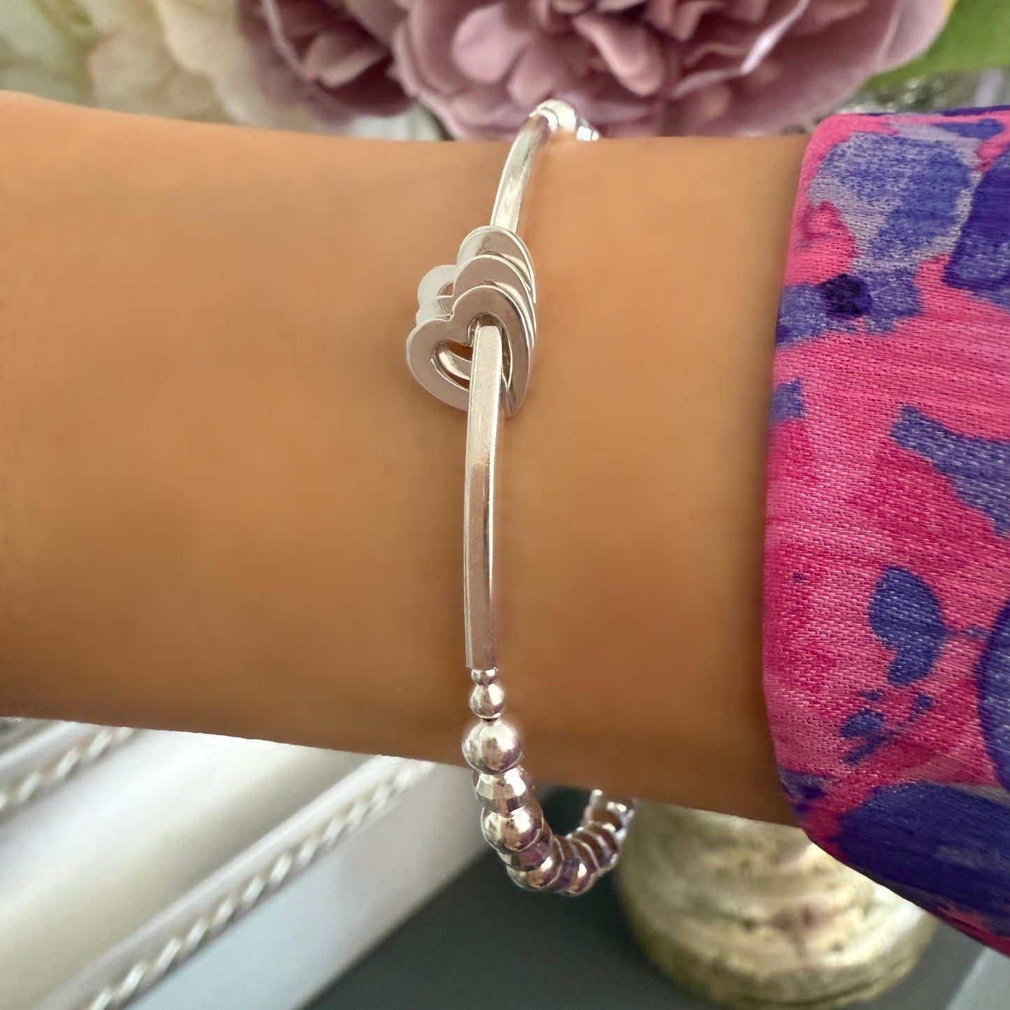 milestone birthday bracelet, sterling silver, 30th, 40th, 50th, 60th, 70th, 80th birthday gift, stretchy, gift for her, handmade gift, SBB04