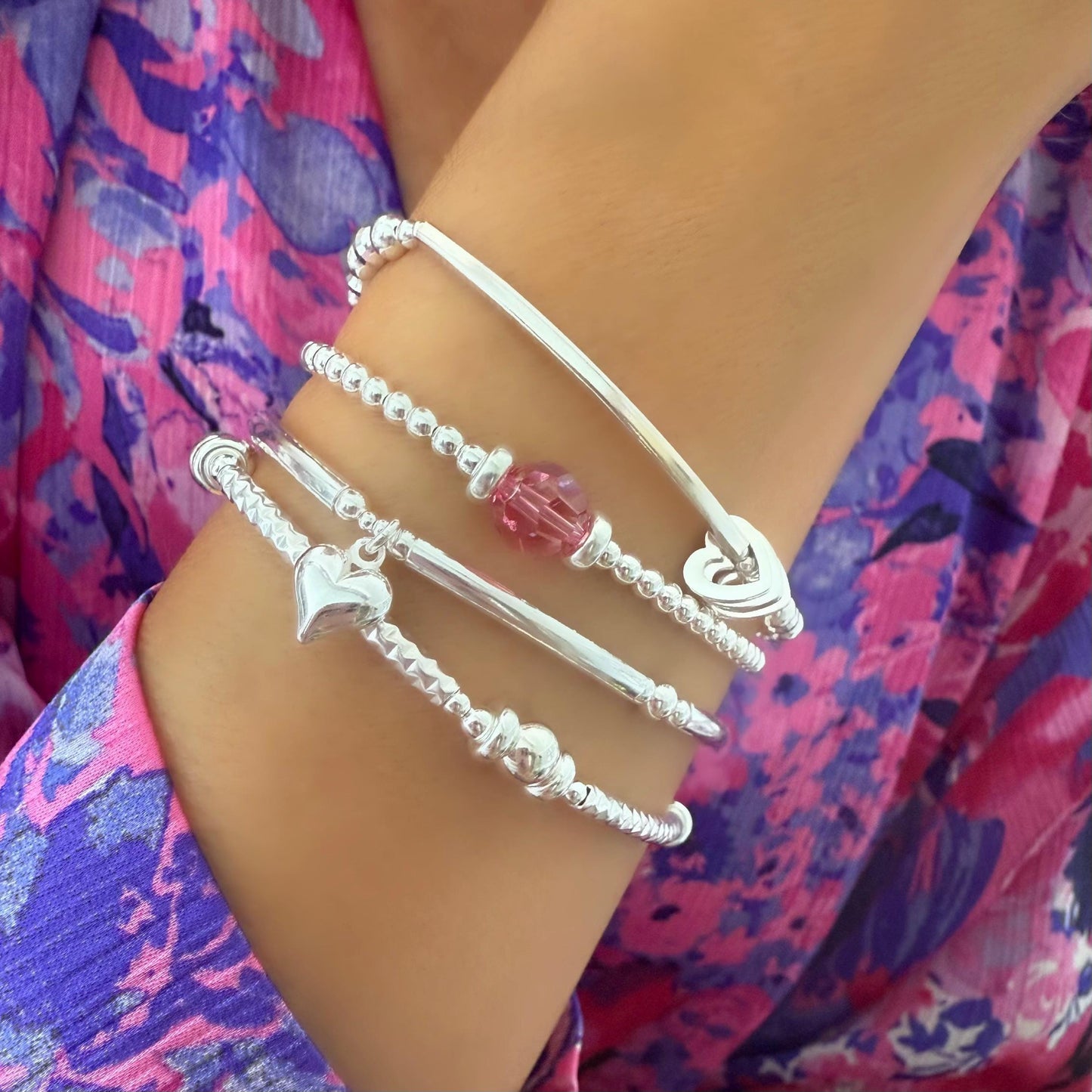 milestone birthday bracelet, sterling silver, 30th, 40th, 50th, 60th, 70th, 80th birthday gift, stretchy, gift for her, handmade gift, SBB04