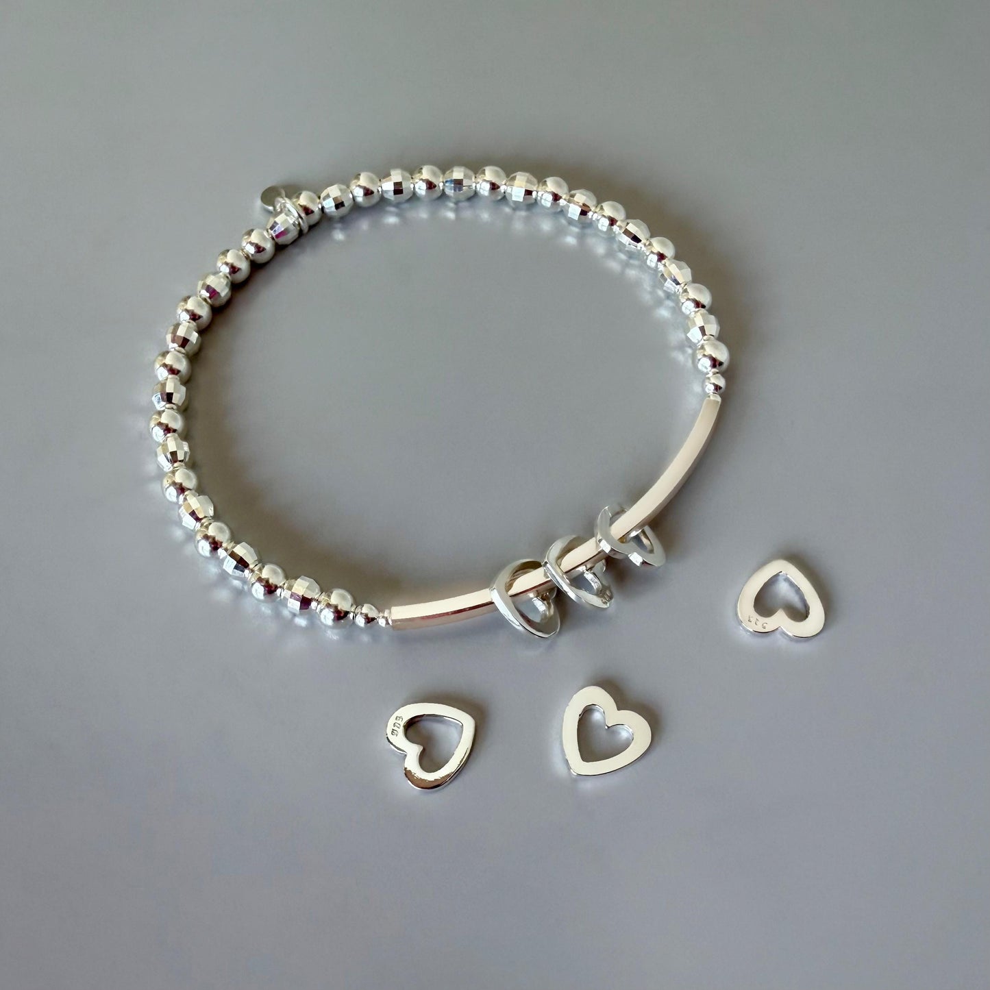 milestone birthday bracelet, sterling silver, 30th, 40th, 50th, 60th, 70th, 80th birthday gift, stretchy, gift for her, handmade gift, SBB04