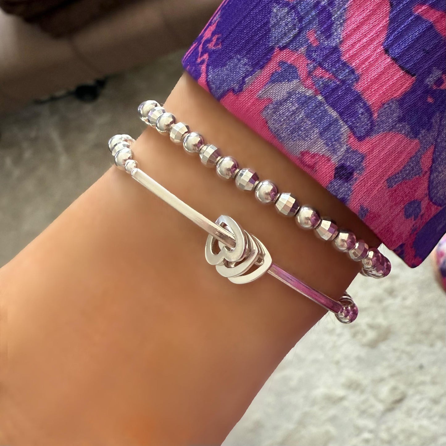 milestone birthday bracelet, sterling silver, 30th, 40th, 50th, 60th, 70th, 80th birthday gift, stretchy, gift for her, handmade gift, SBB04