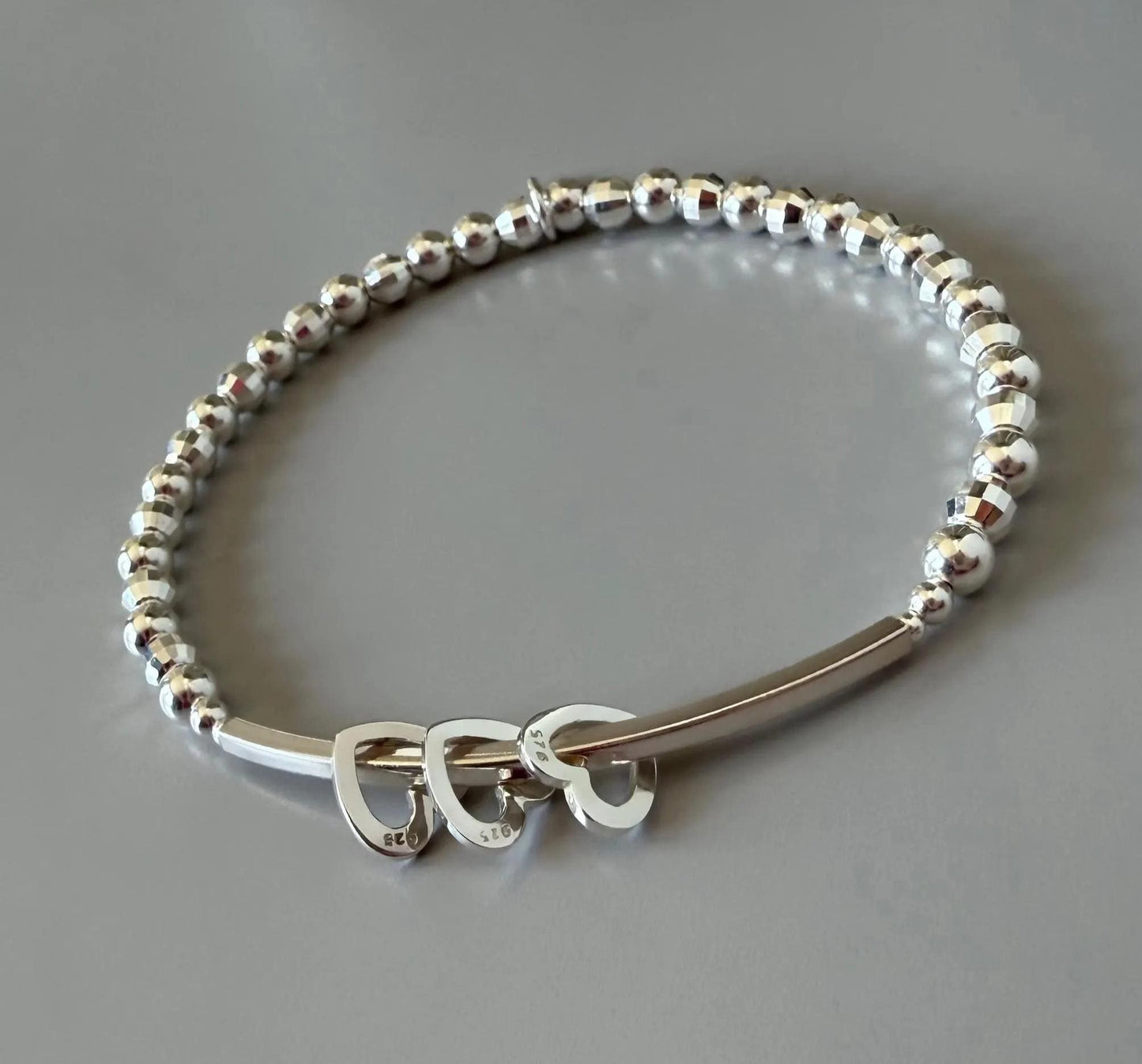 milestone birthday bracelet, sterling silver, 30th, 40th, 50th, 60th, 70th, 80th birthday gift, stretchy, gift for her, handmade gift, SBB04