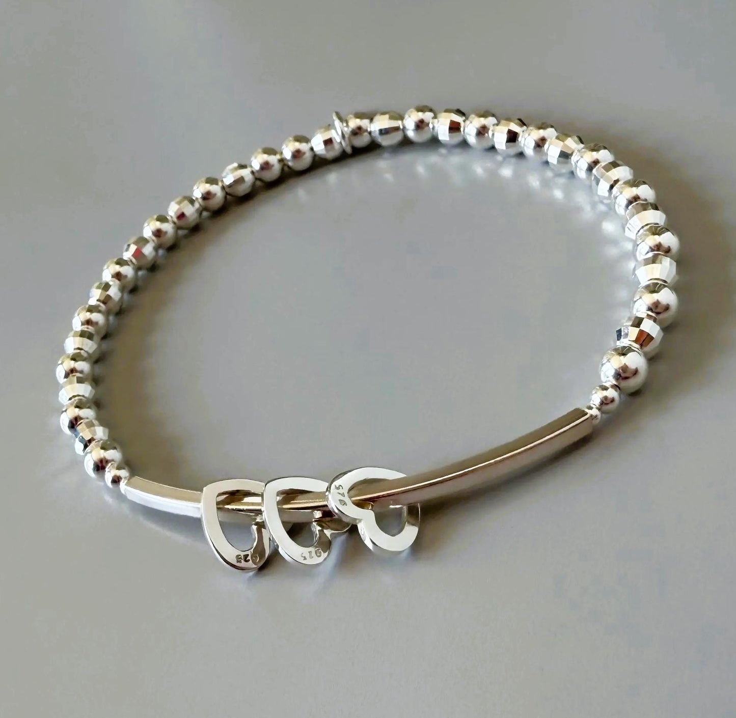 milestone birthday bracelet, sterling silver, 30th, 40th, 50th, 60th, 70th, 80th birthday gift, stretchy, gift for her, handmade gift, SBB04