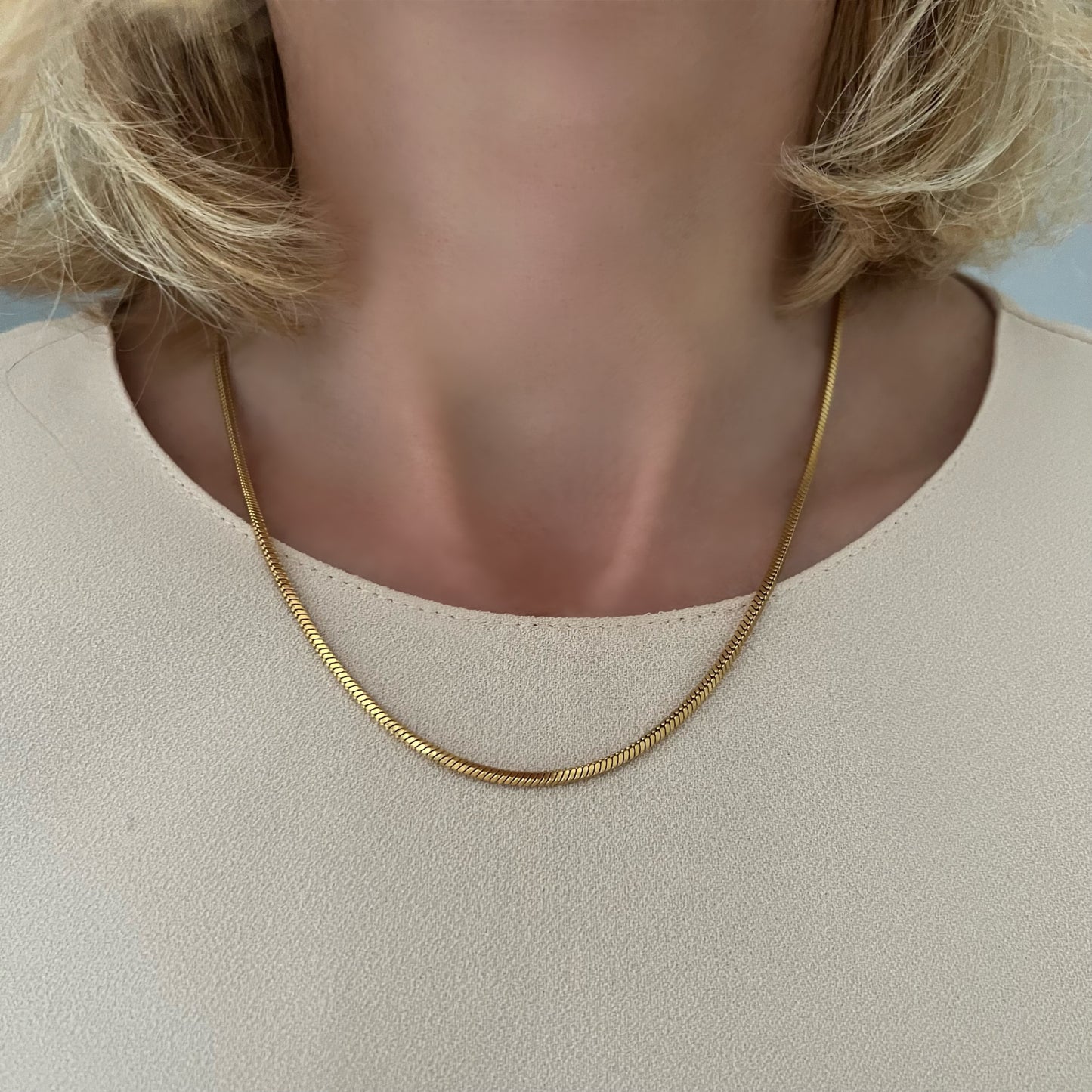 gold snake chain necklace, dainty layering chain, minimalist jewellery, gifts for women, gold waterproof jewellery, GN10