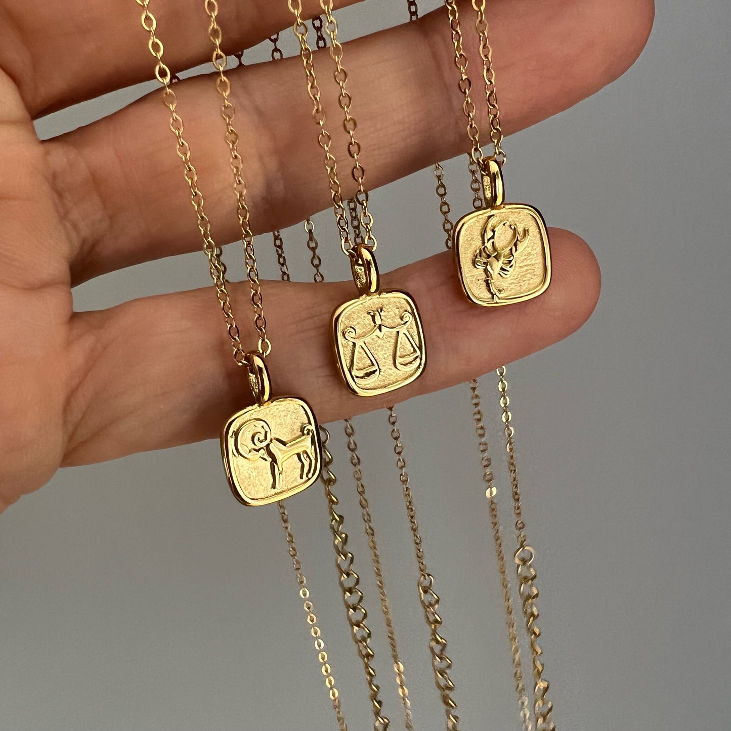 zodiac charm necklace, 18k gold plated waterproof jewellery, GN09