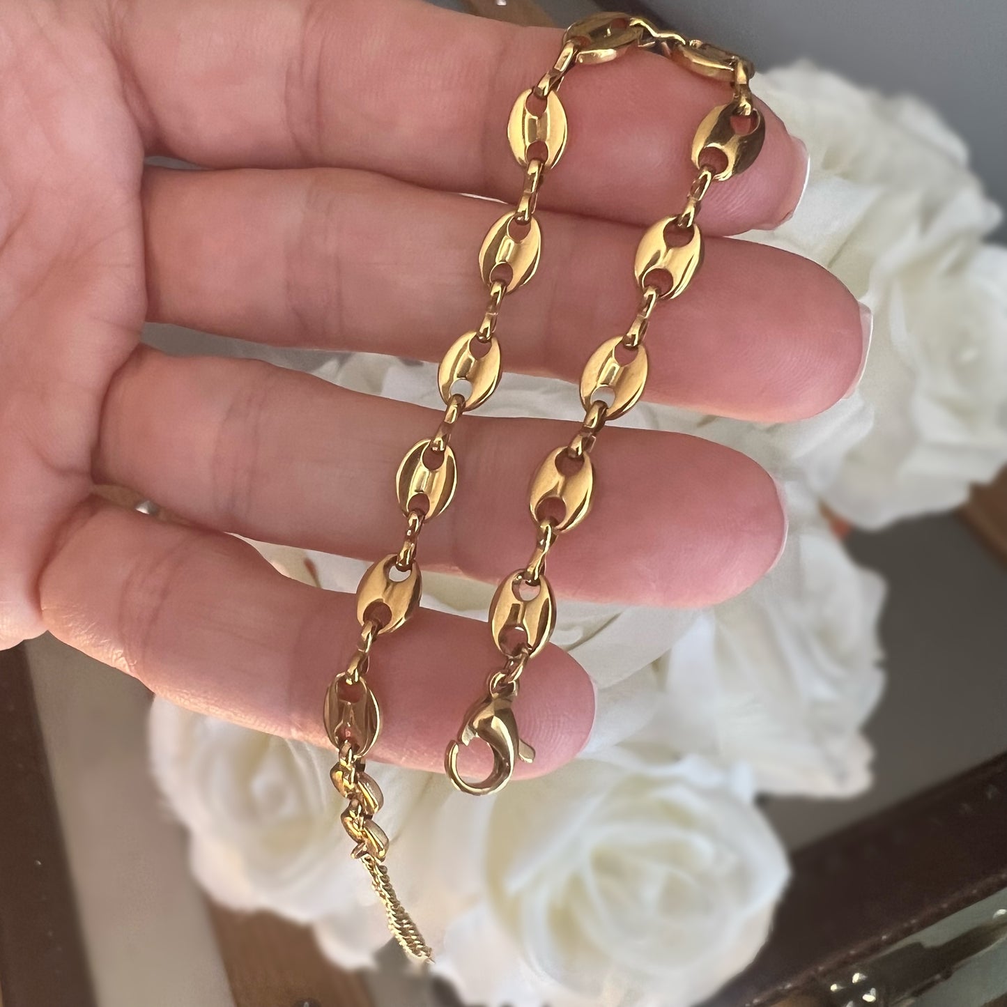 gold chain bracelet, 18k gold plated waterproof jewellery, Alegra GB08